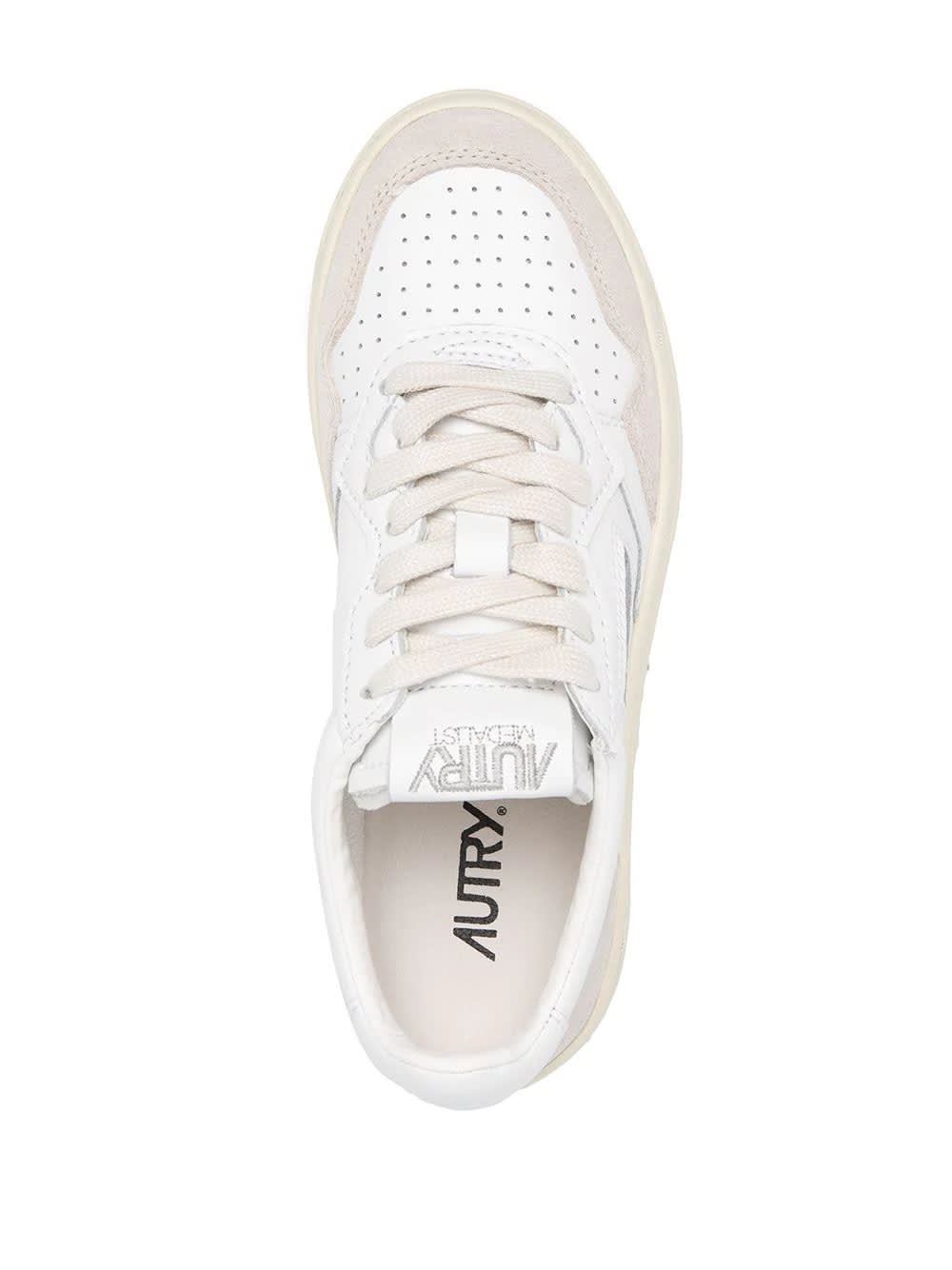 Shop Autry Medalist Low Sneakers In White Suede And Leather