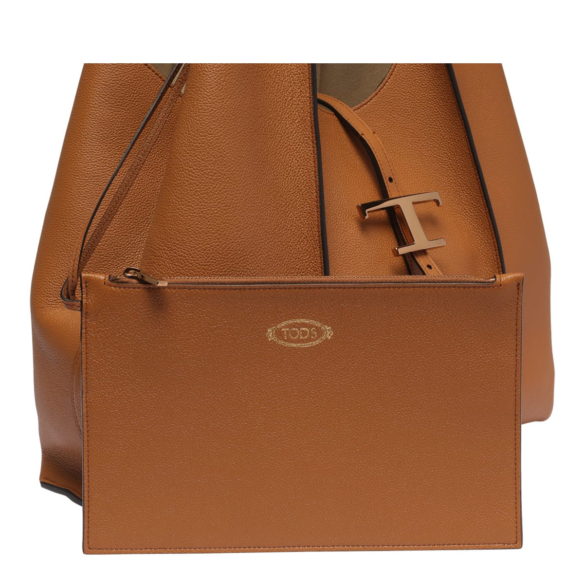 Shop Tod's Medium T-timeless Shopping Bag In Kenia Scuro