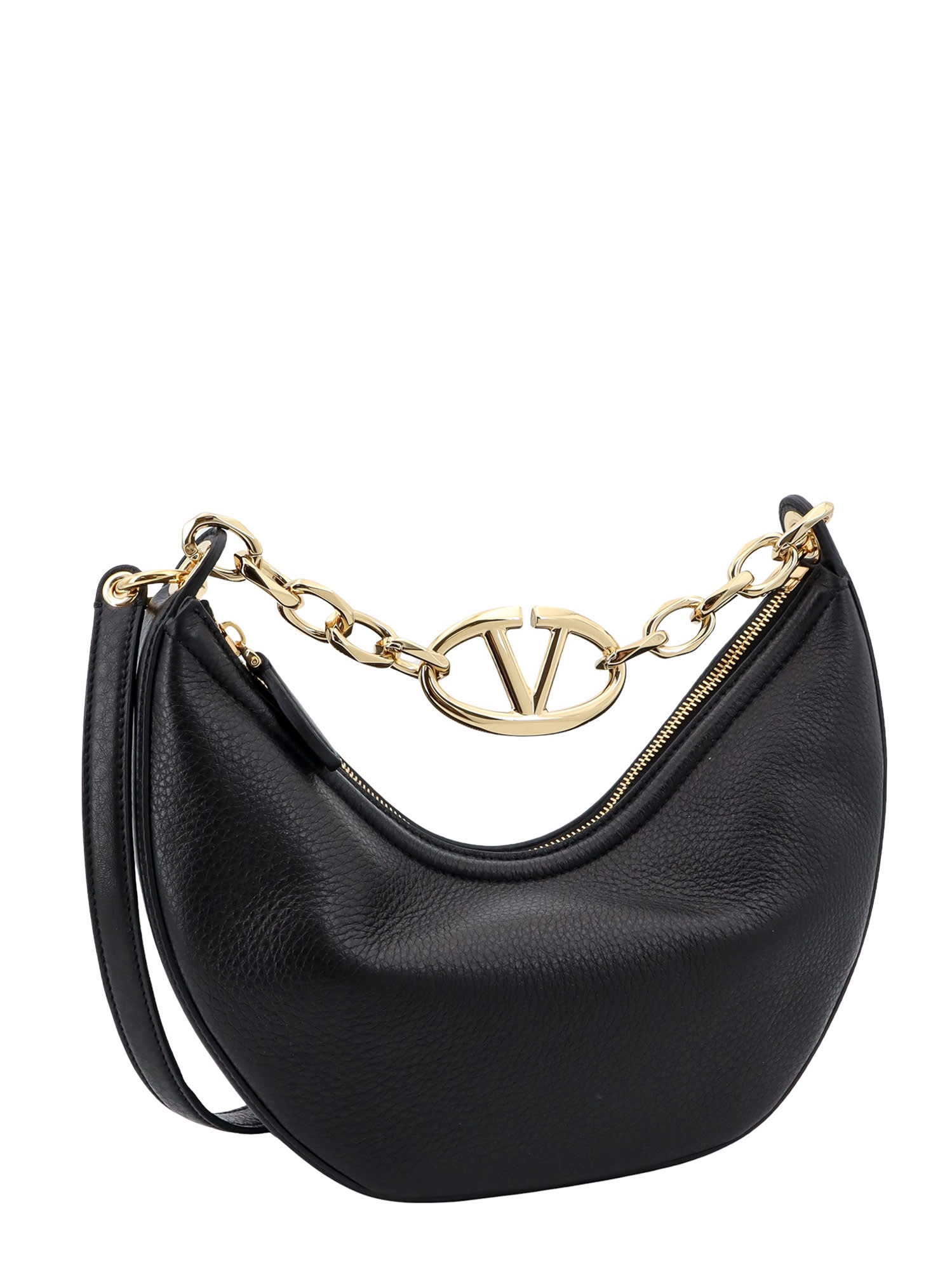 Shop Valentino Vlogo Moon Bag Handbag In Black