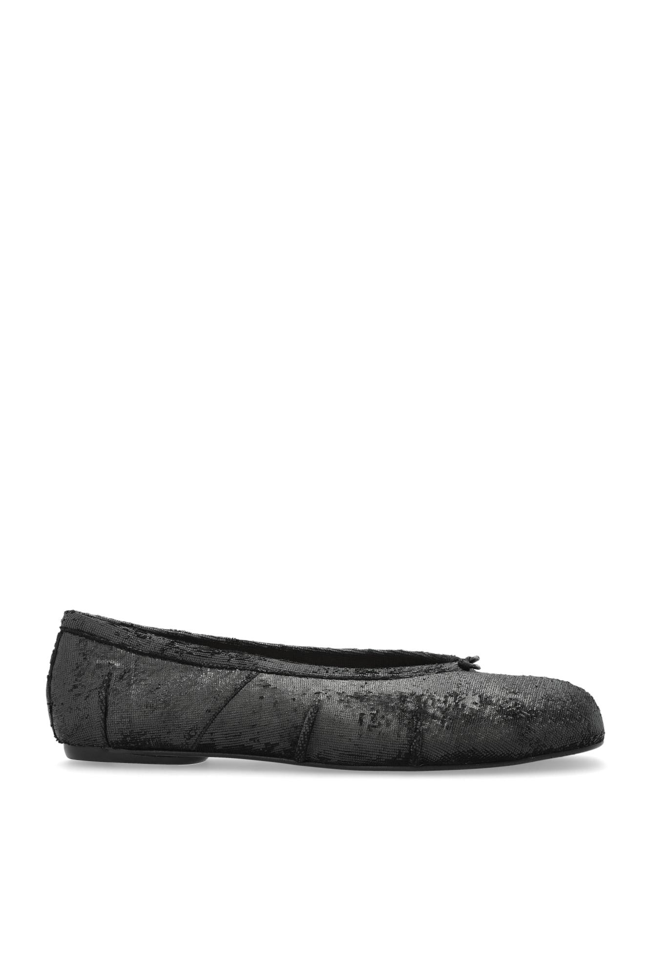 Maison Margiela Tabi Leather Ballerina Flats In Black