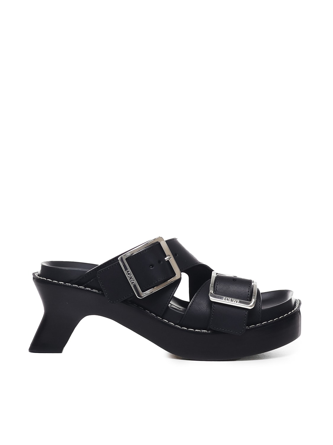 Shop Loewe Ease Sandals In Calfskin In Black