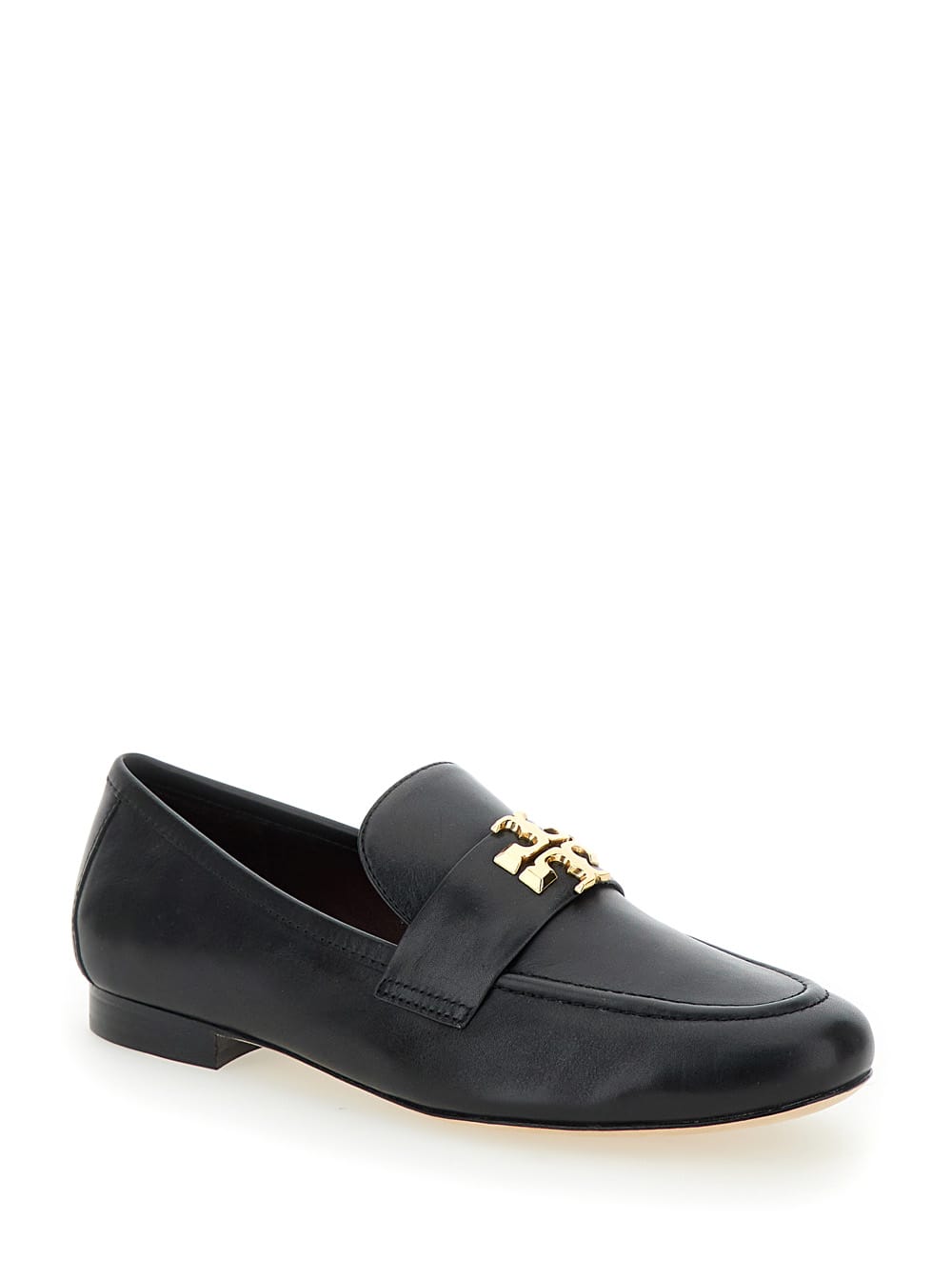 Shop Tory Burch Eleonor Black Slip-on Loafers With Double T In Leather Woman