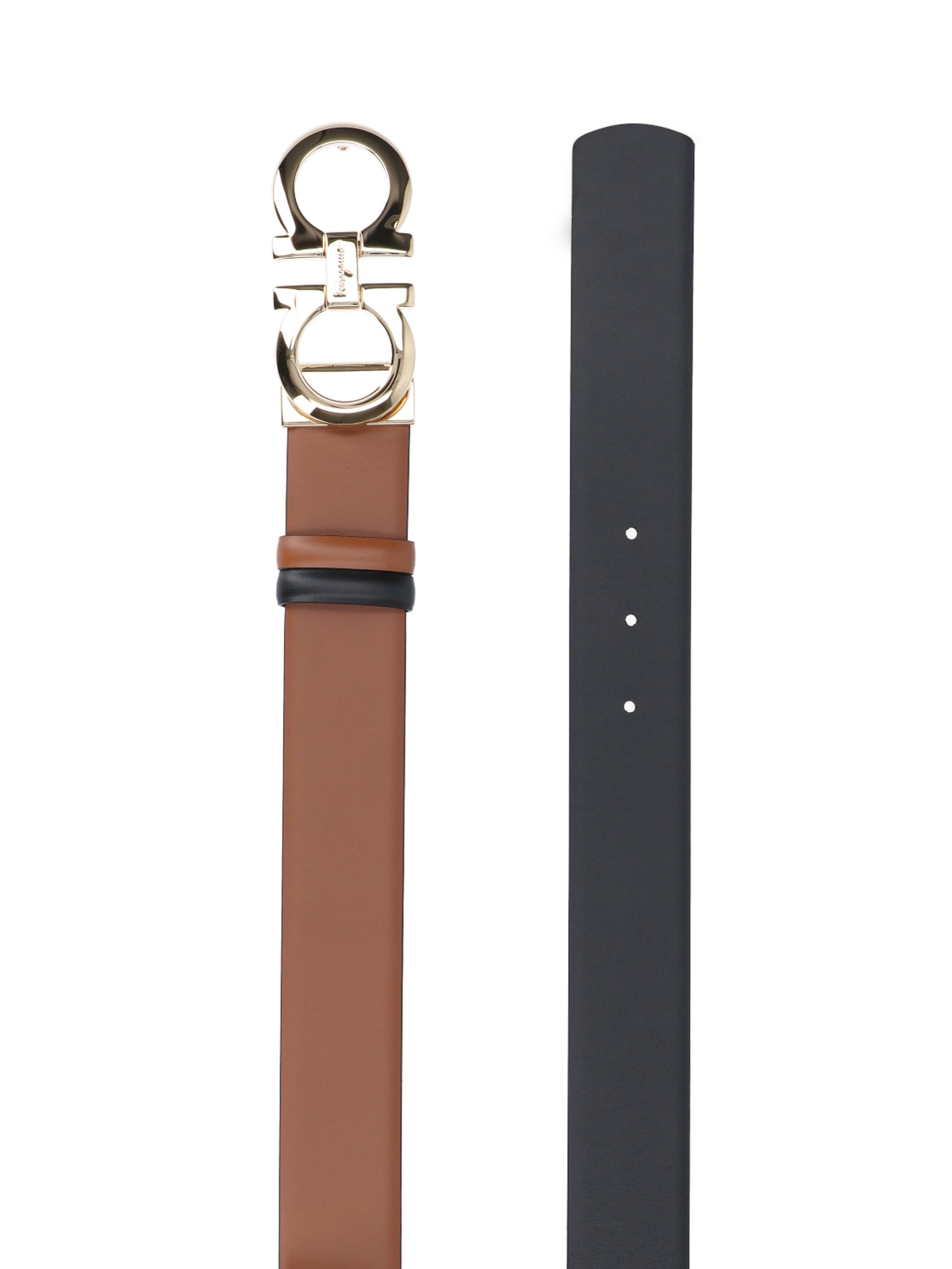 Shop Ferragamo Gancini Reversible Belt In Brown