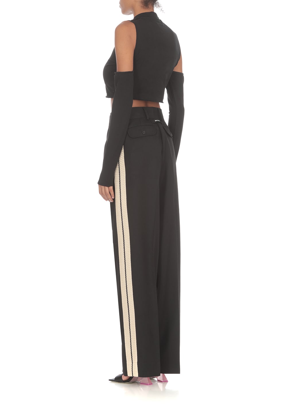Palm Angels Cropped Track Pants In Black