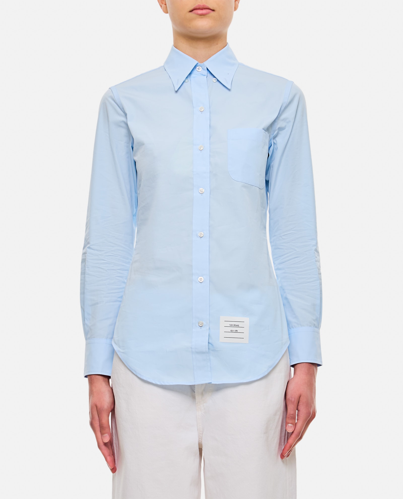 Shop Thom Browne Classic Point Collar Shirt In Blue