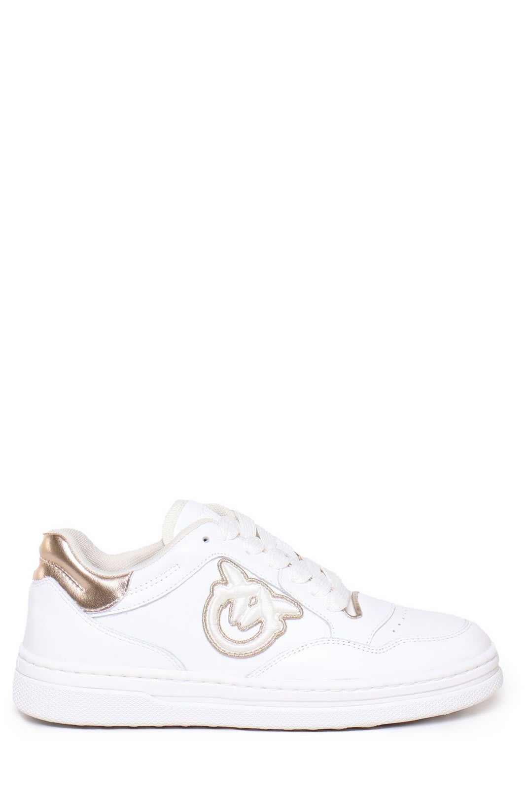 Shop Pinko Mandy 01 Low-top Sneakers In Bianco E Oro