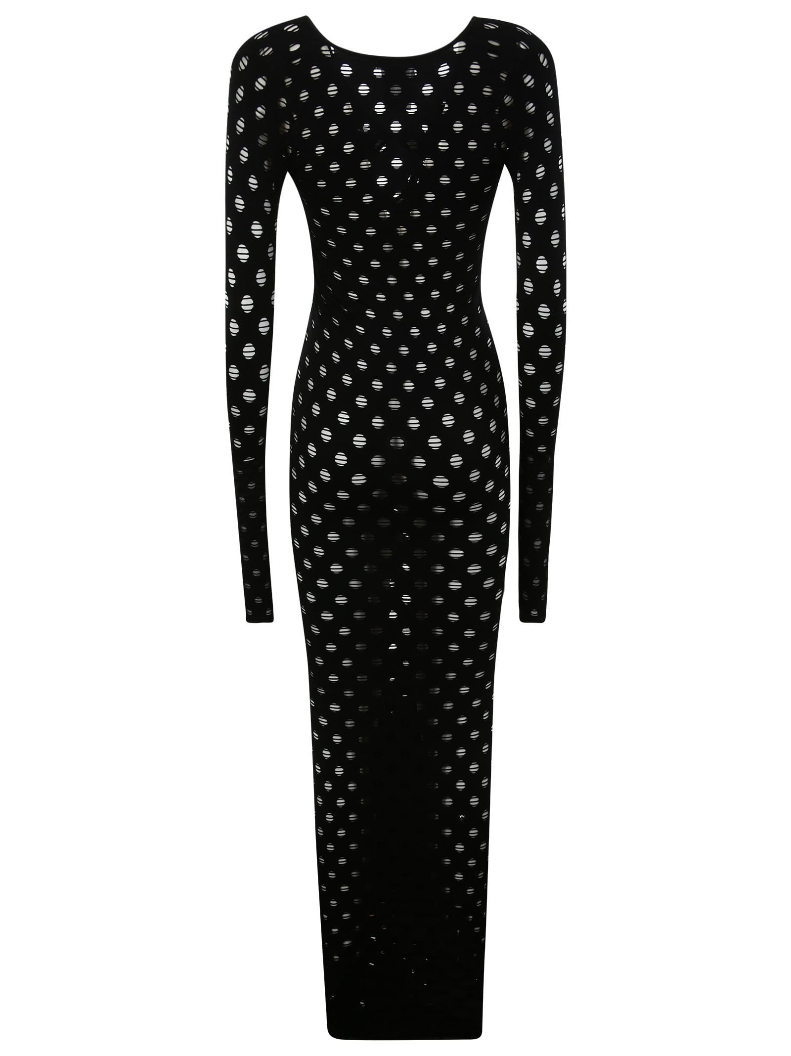 Maisie Wilen Black Perforated Midi Dress | ModeSens