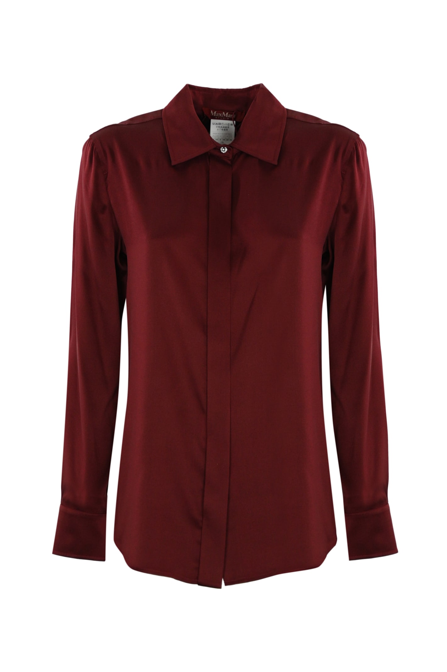 Shop Max Mara Baden Shirt In Silk Satin In Merlot