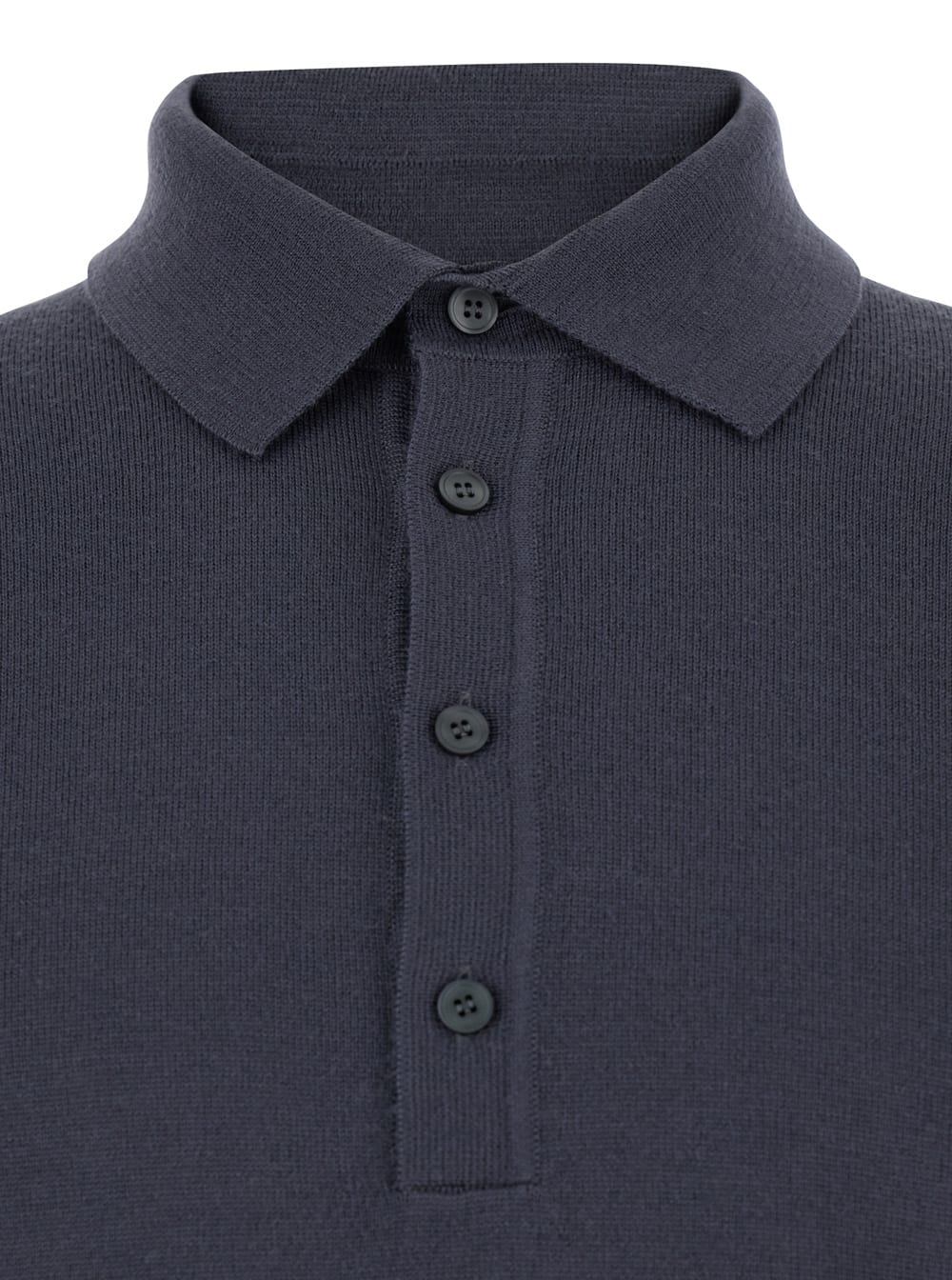 Kangra Cashmere Grey Polo Shirt With Classic Collar And Ribbed Trims In Wool Man In Gray