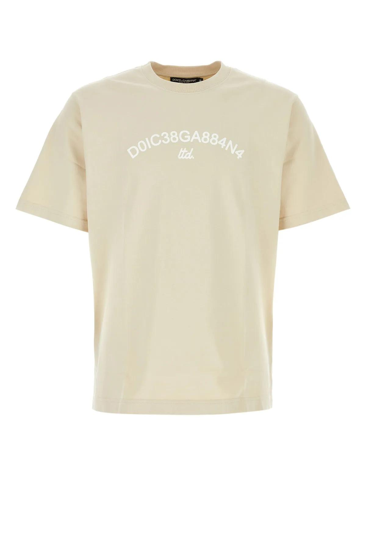 Shop Dolce & Gabbana Sand Cotton T-shirt In Beige
