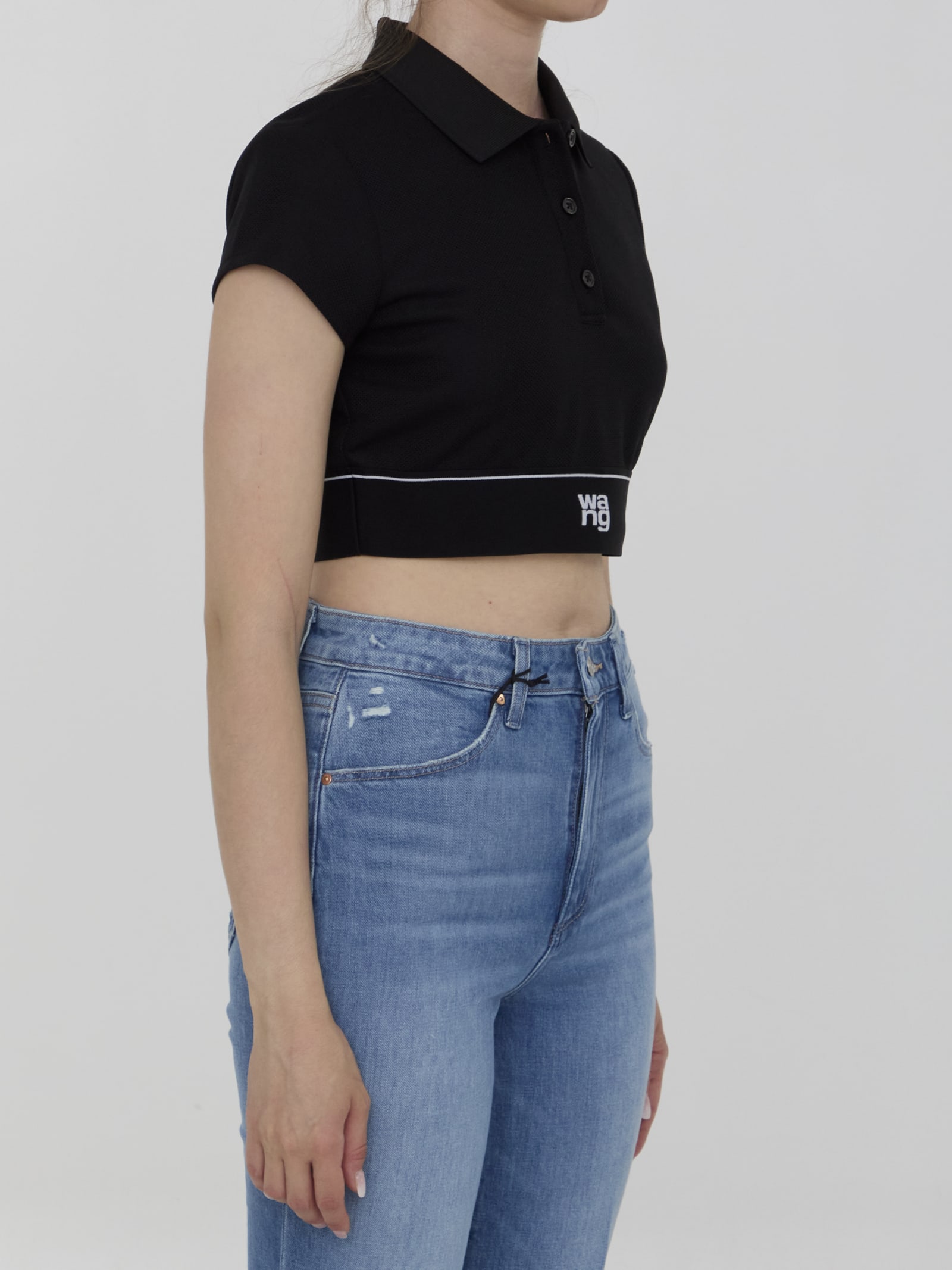 Shop Alexander Wang Cheerleader Polo Top In Black