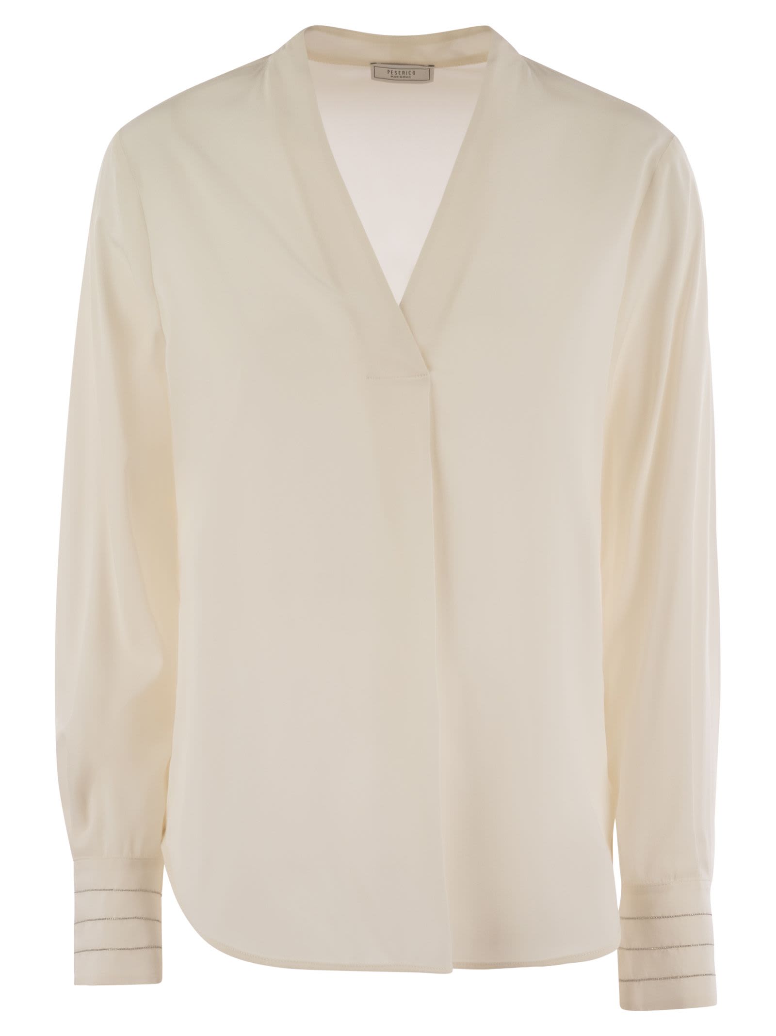 Peserico Silk Crepe Shirt In Pearl