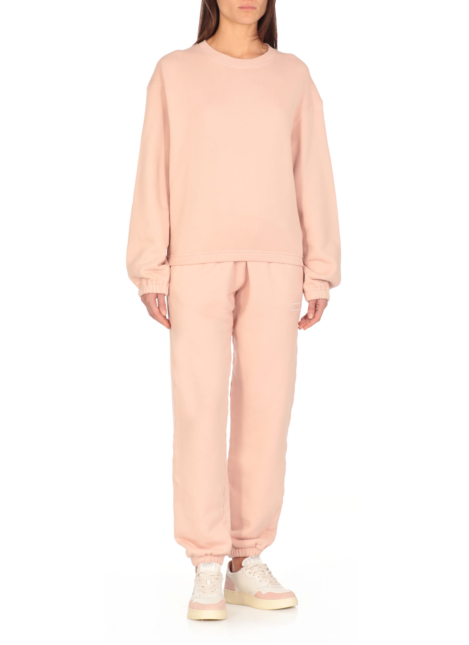 Autry Relaxed-fit Cropped Sweatshirt With Subtle Logo Detail In Pink
