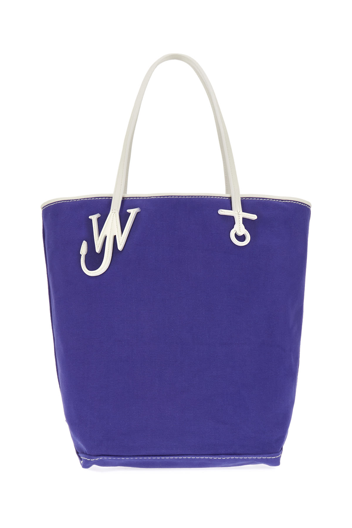 Jw Anderson Blue Canvas Tall Anchor Shopping Bag In Blue White