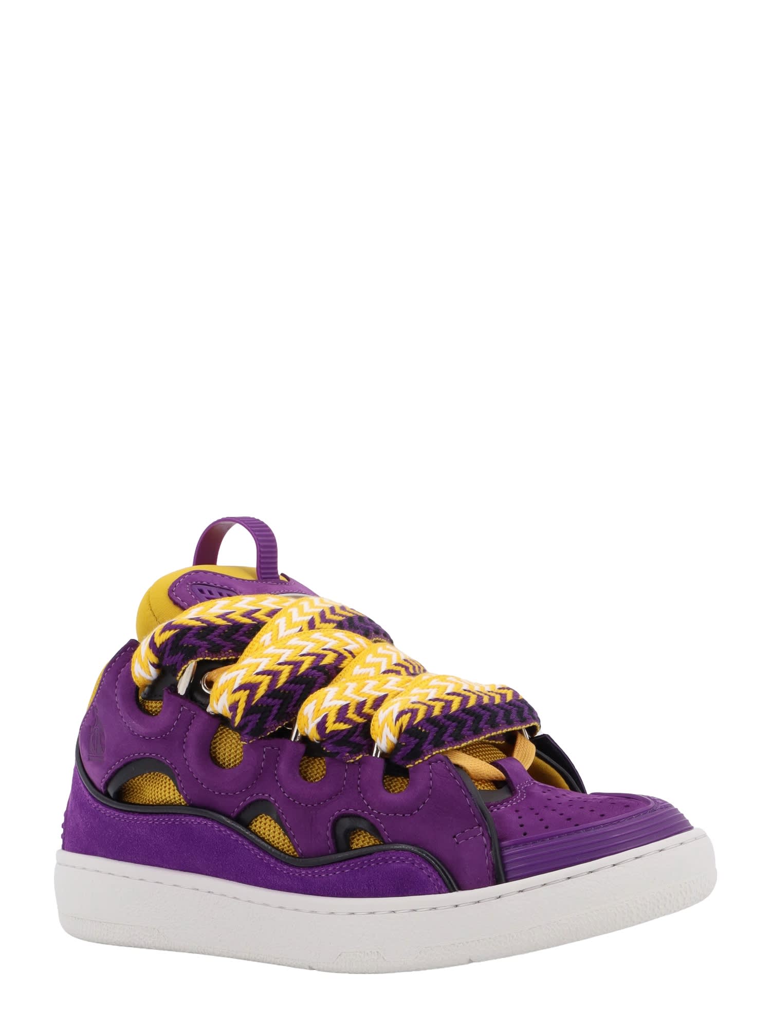 Shop Lanvin Curb Light Suede Sneakers In Yellow