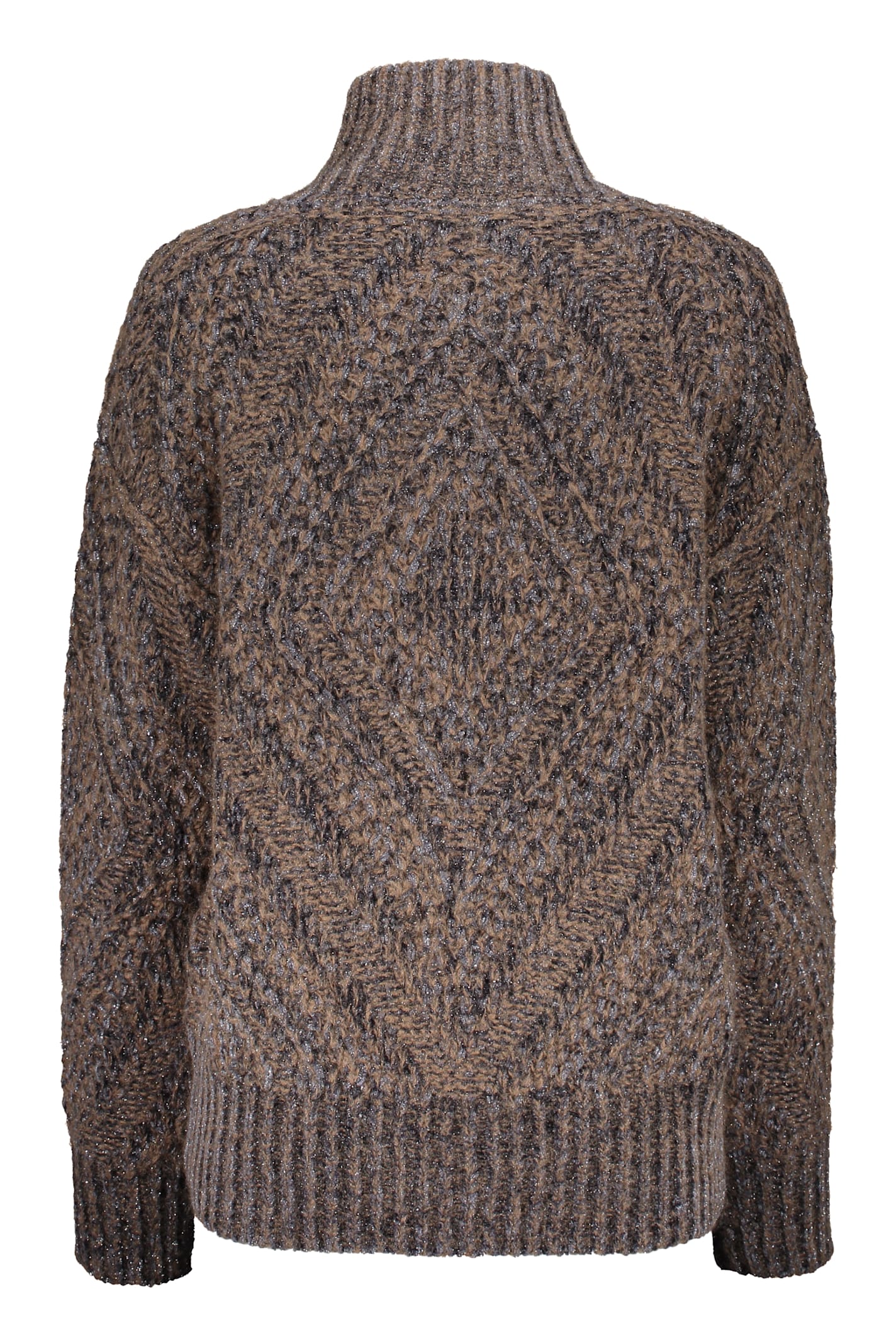 Fabiana Filippi Knitted Zip Cardigan In Brown