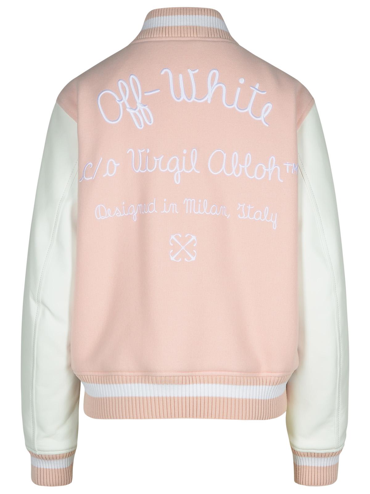 Shop Off-white Varsity Pink Fabric Blend Bomber Jacket