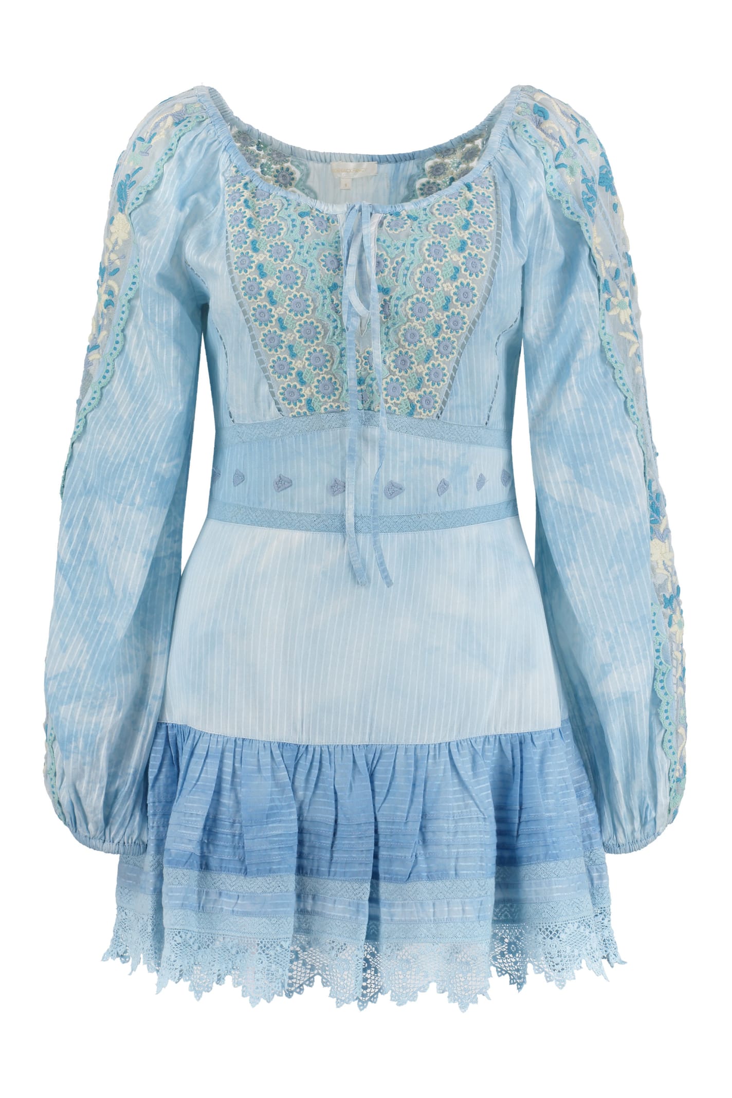 LoveShackFancy Chelie Embroidered Cotton Mini Dress