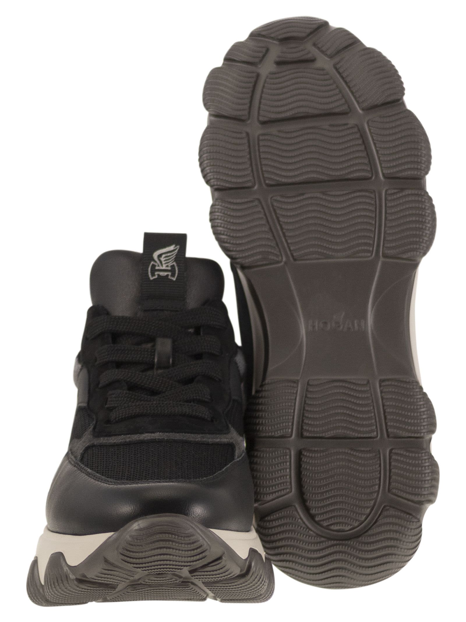 Shop Hogan Hyperactive - Leather And Fabric Trainers In Black