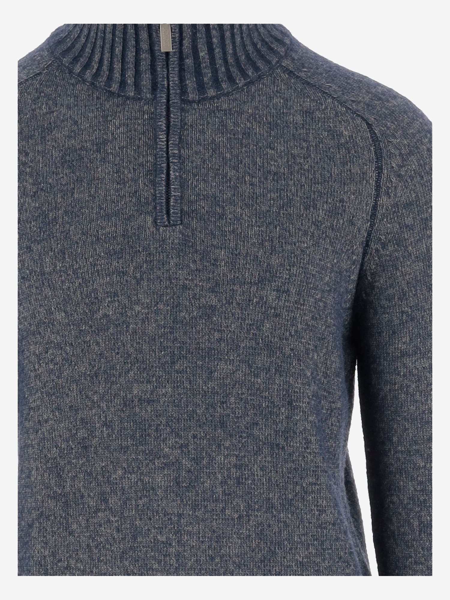 K-way Wool Blend Sweater With Zipper At The Neck In Gray