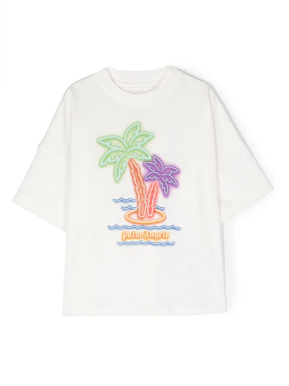 Shop Palm Angels Neon Palms Oversize T-shirt In Off White