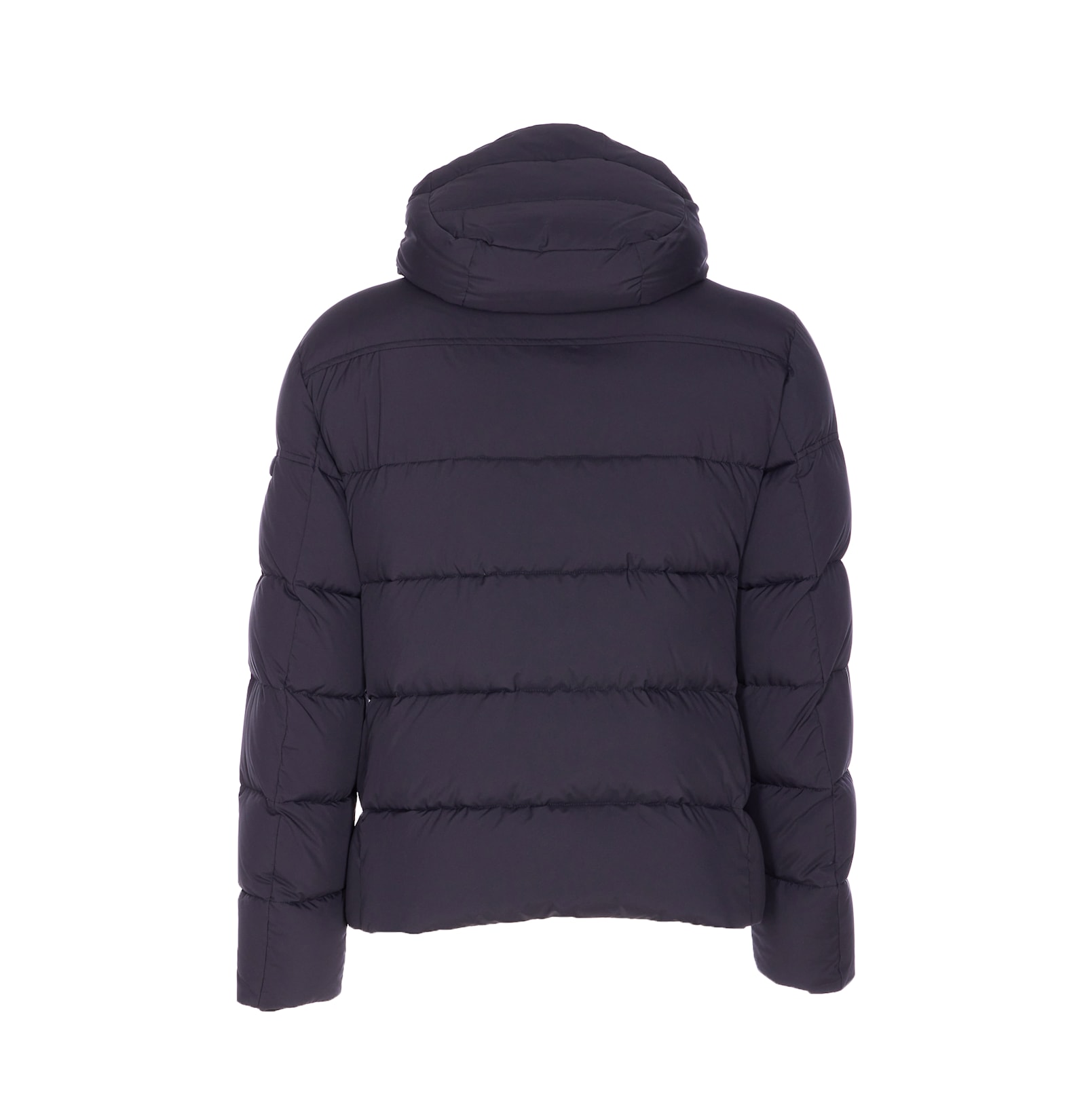 Moorer Quilted Hooded Jacket With Zippered Sleeves In Blue