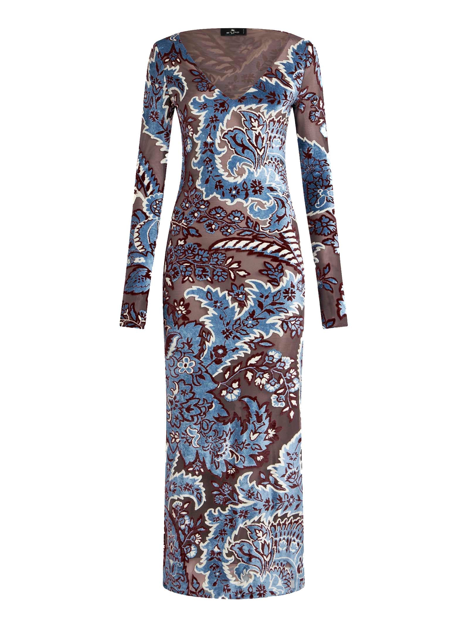 Shop Etro Dress In Clear Blue