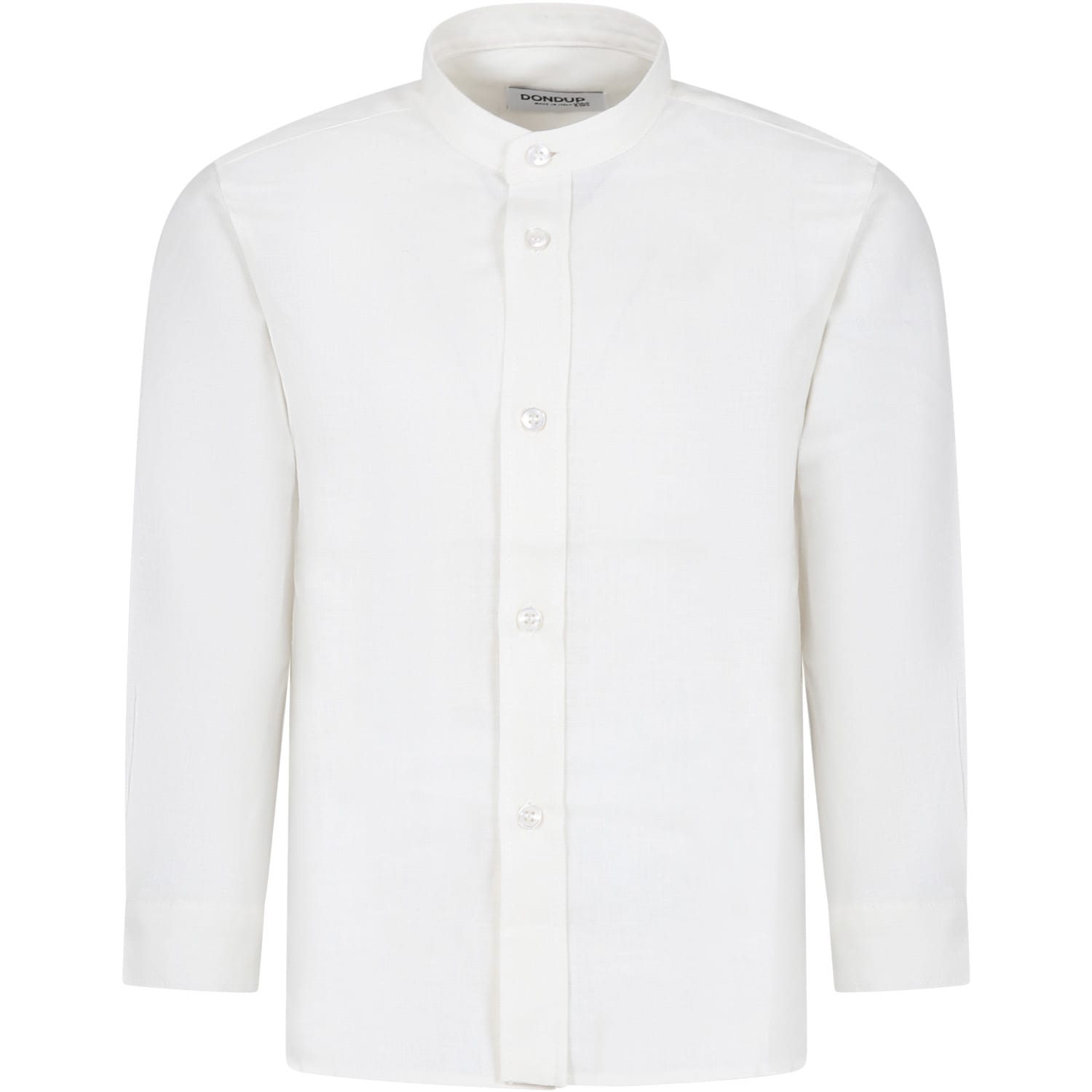 Shop Dondup Ivory Shirt For Boy With Logo In White