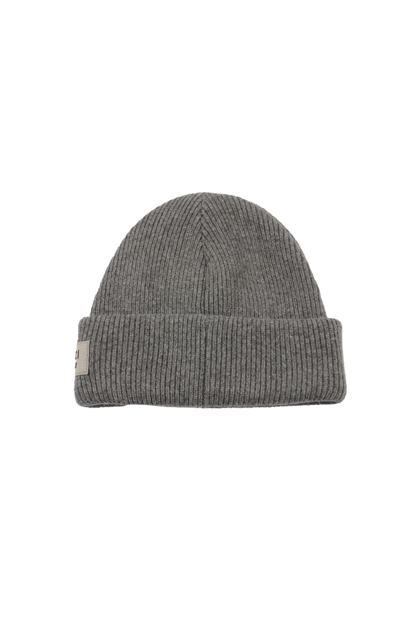 Shop Gucci Logo Patched Knit Beanie In Grey