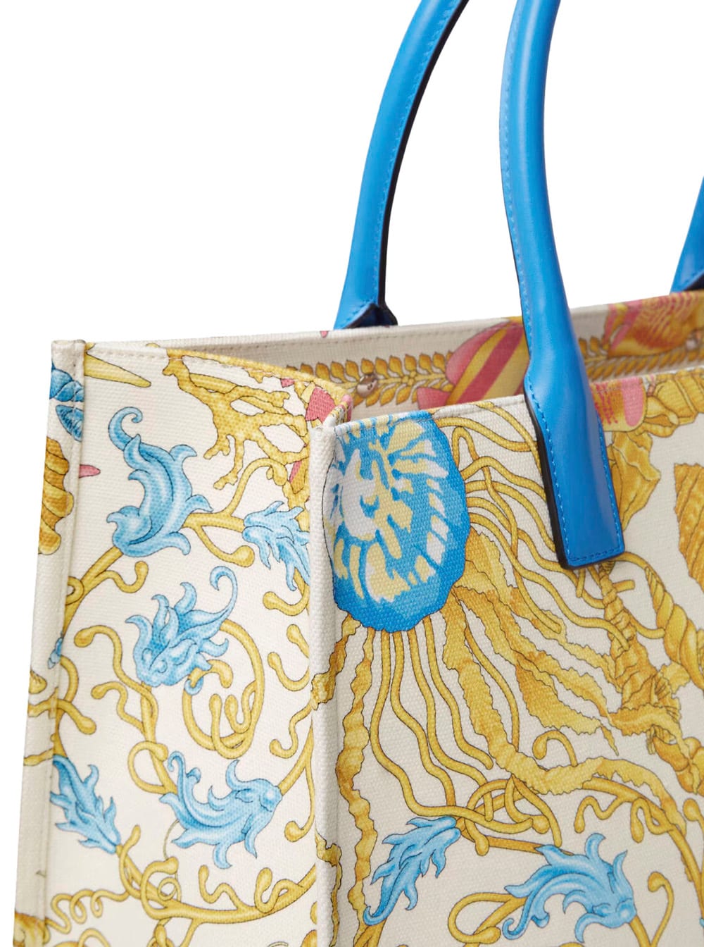 Versace Multicolor Tote Bag With Medusa Detail On The Front And All-over Underwater Barocco Print In Cotton