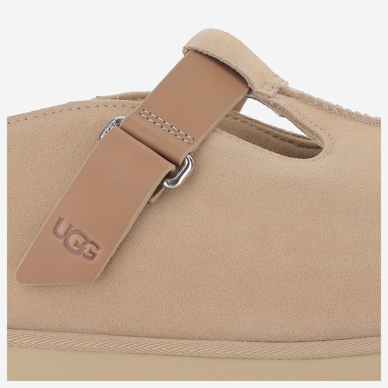 Ugg Lace-up Flatform Sole Round Toe Shoes In Beige