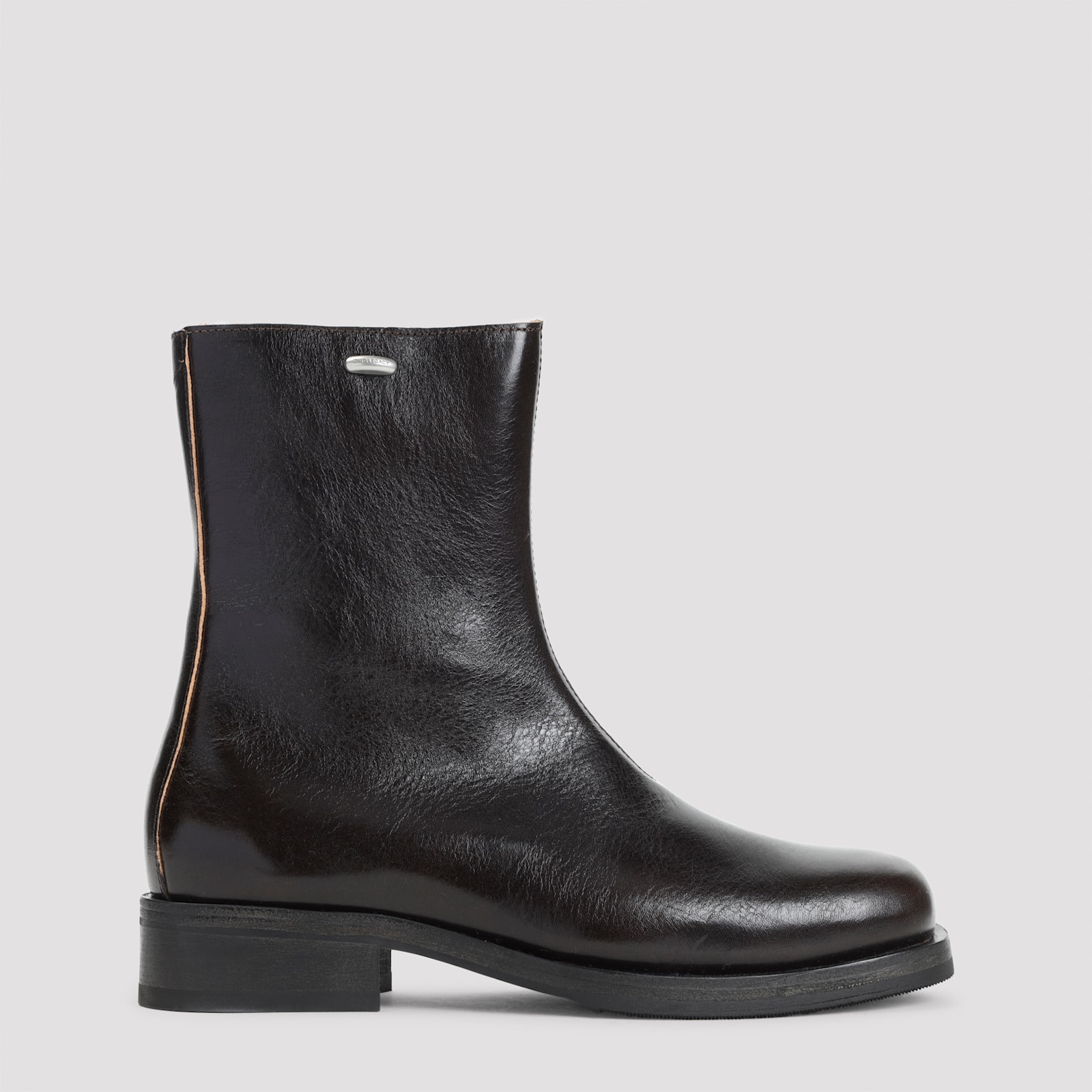 Our Legacy Block Heel Round Toe Smooth Finish Boots In Black