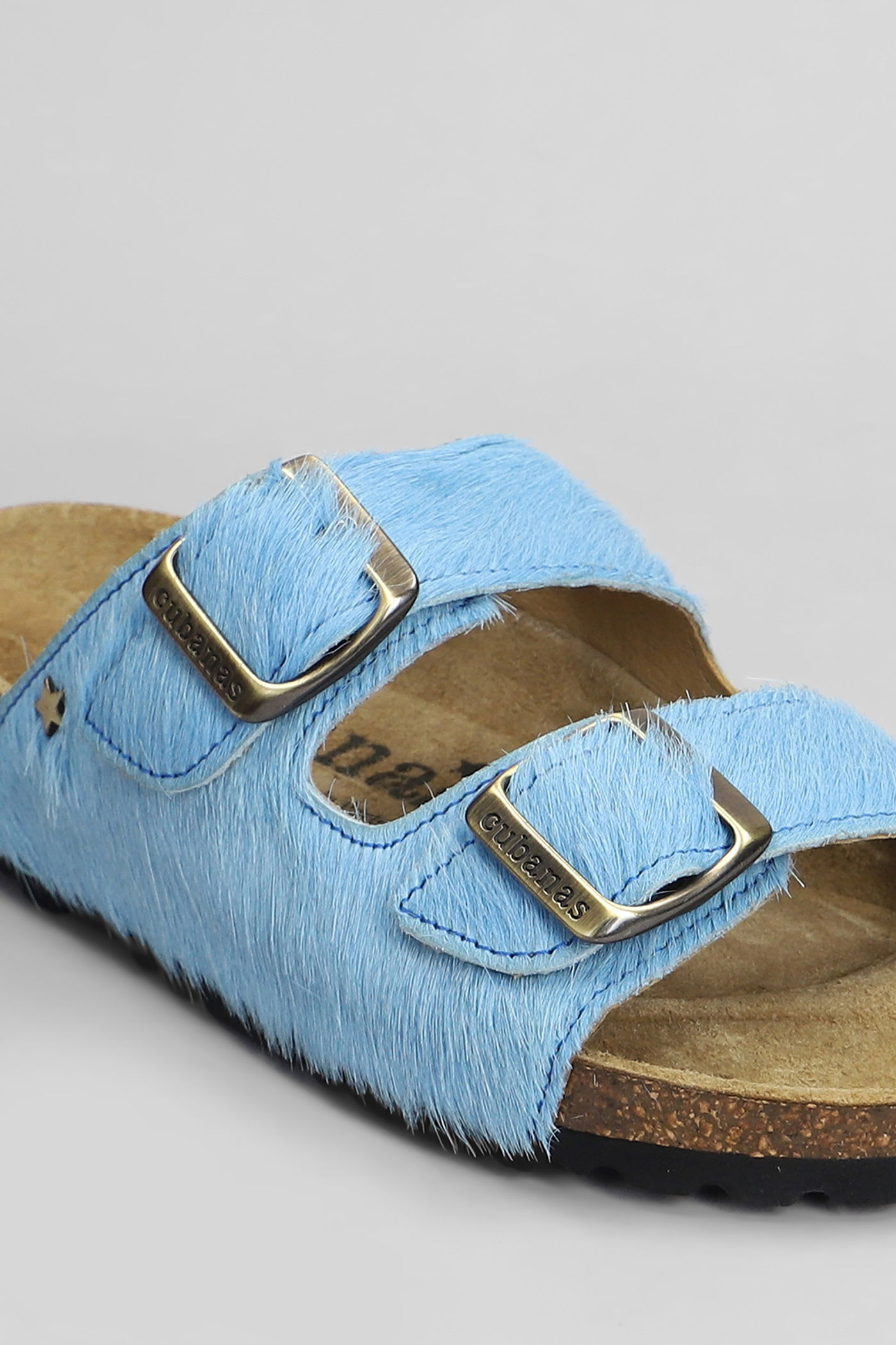 Cubanas Amalia Flats In Cyan Pony Skin In Blue