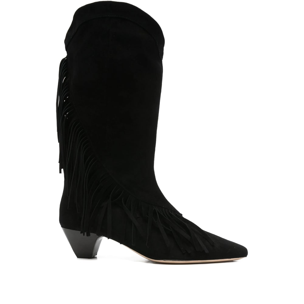 Iro Fringe-detail Pointed-toe Boots In Black