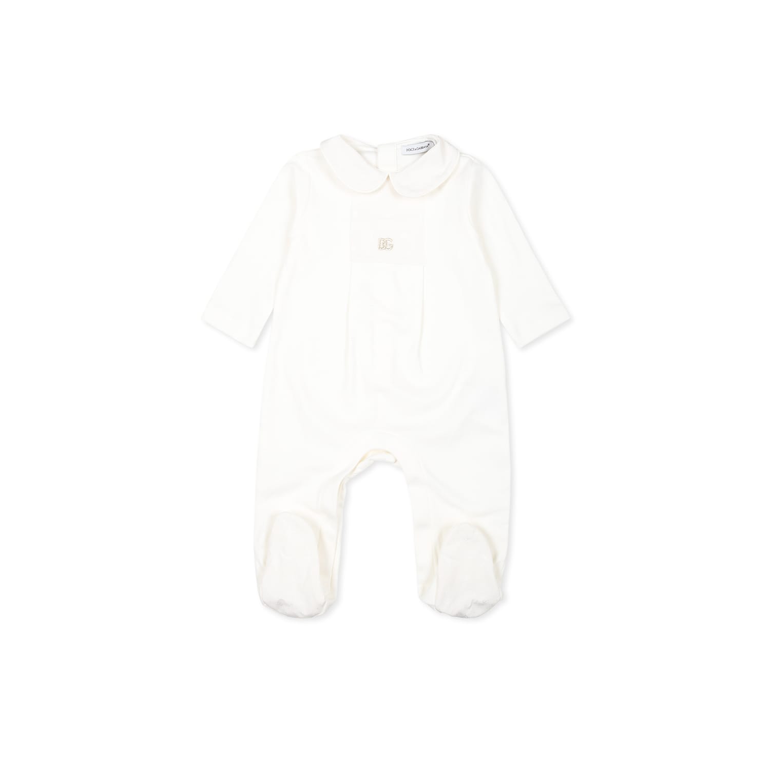 Shop Dolce & Gabbana White Babygrow Set For Babykids With Logo Dg