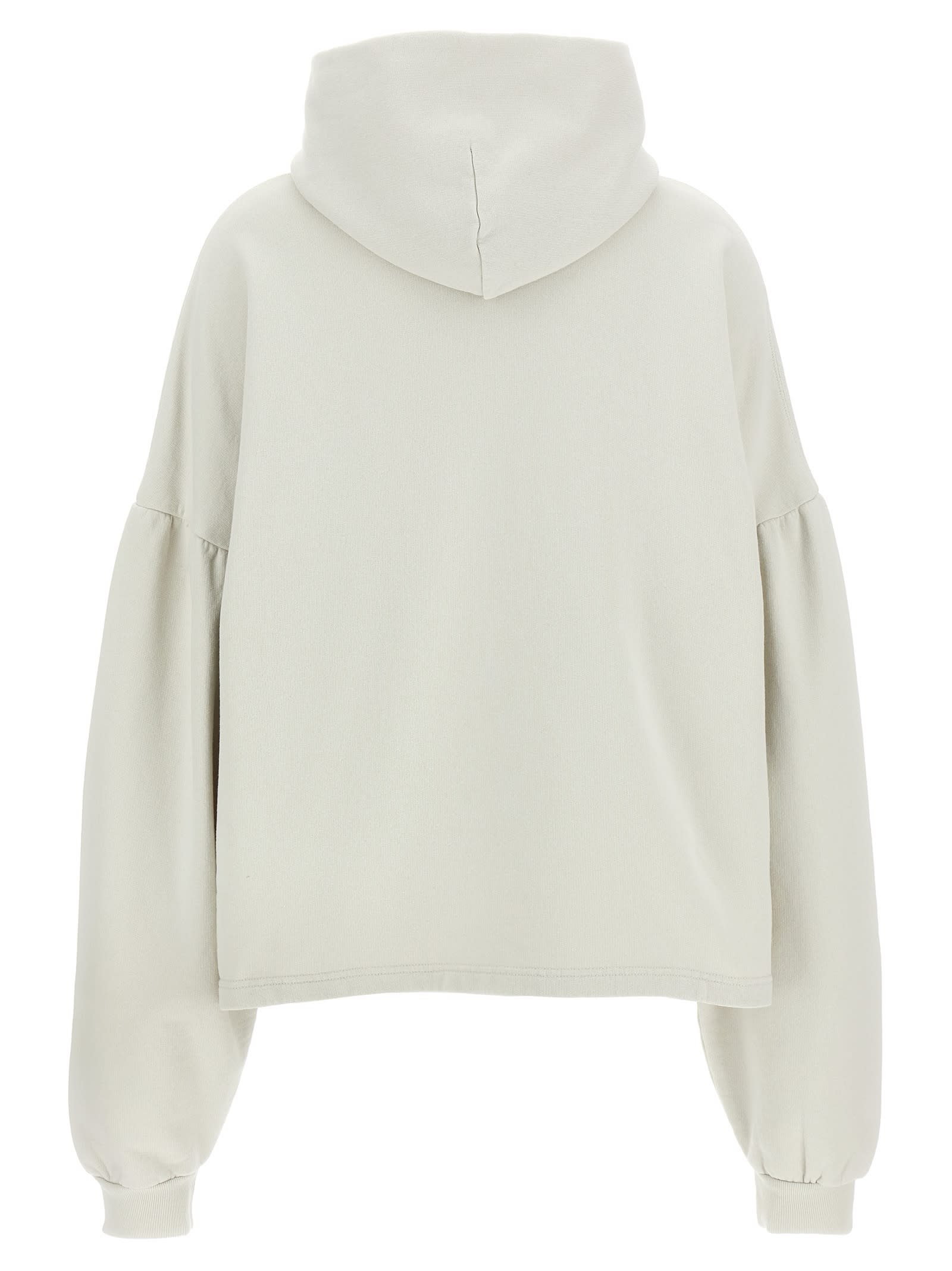Balenciaga Logo Cropped Hoodie With Dropped Shoulders In Neutral
