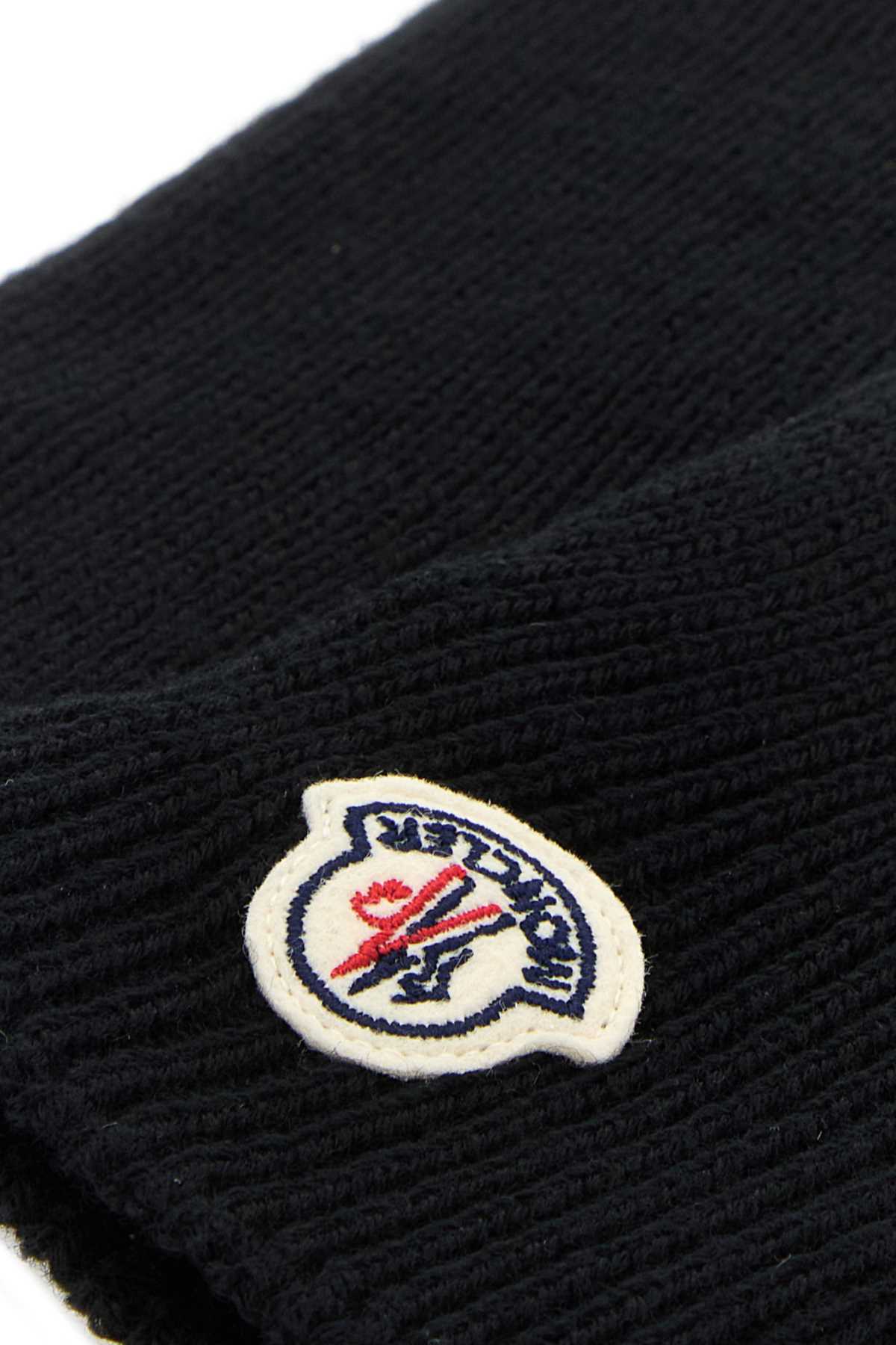 Moncler Black Wool Gloves In Black