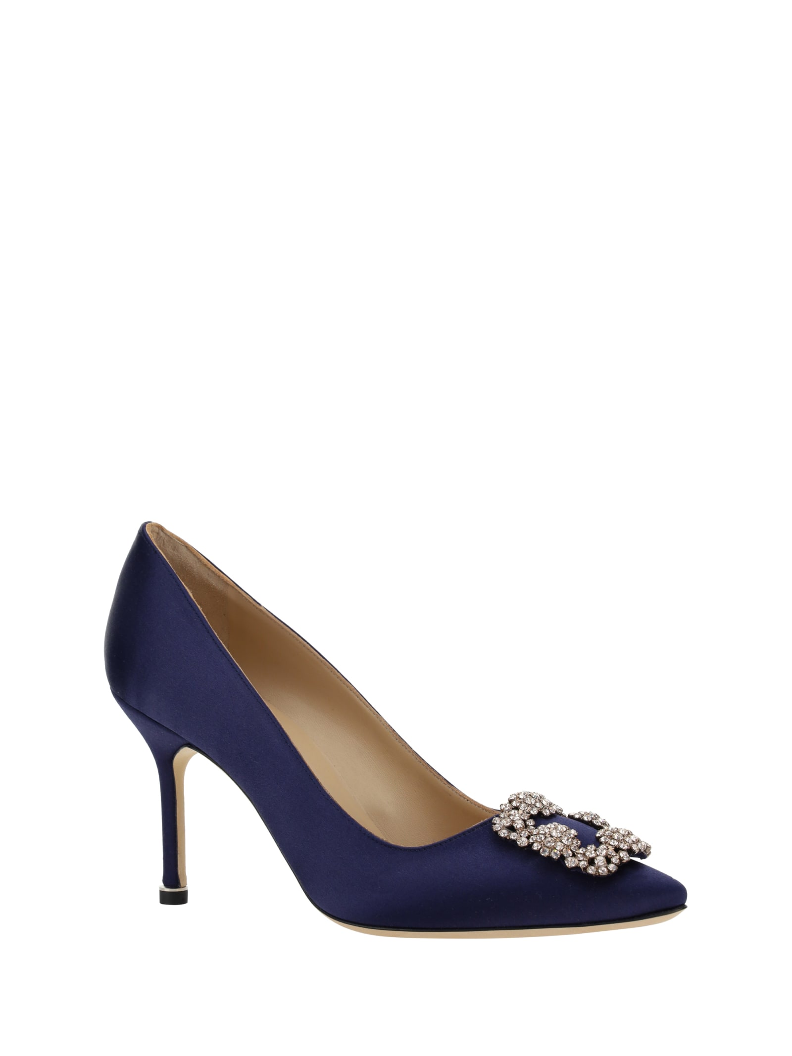 Shop Manolo Blahnik Hangisi Pumps In Navy