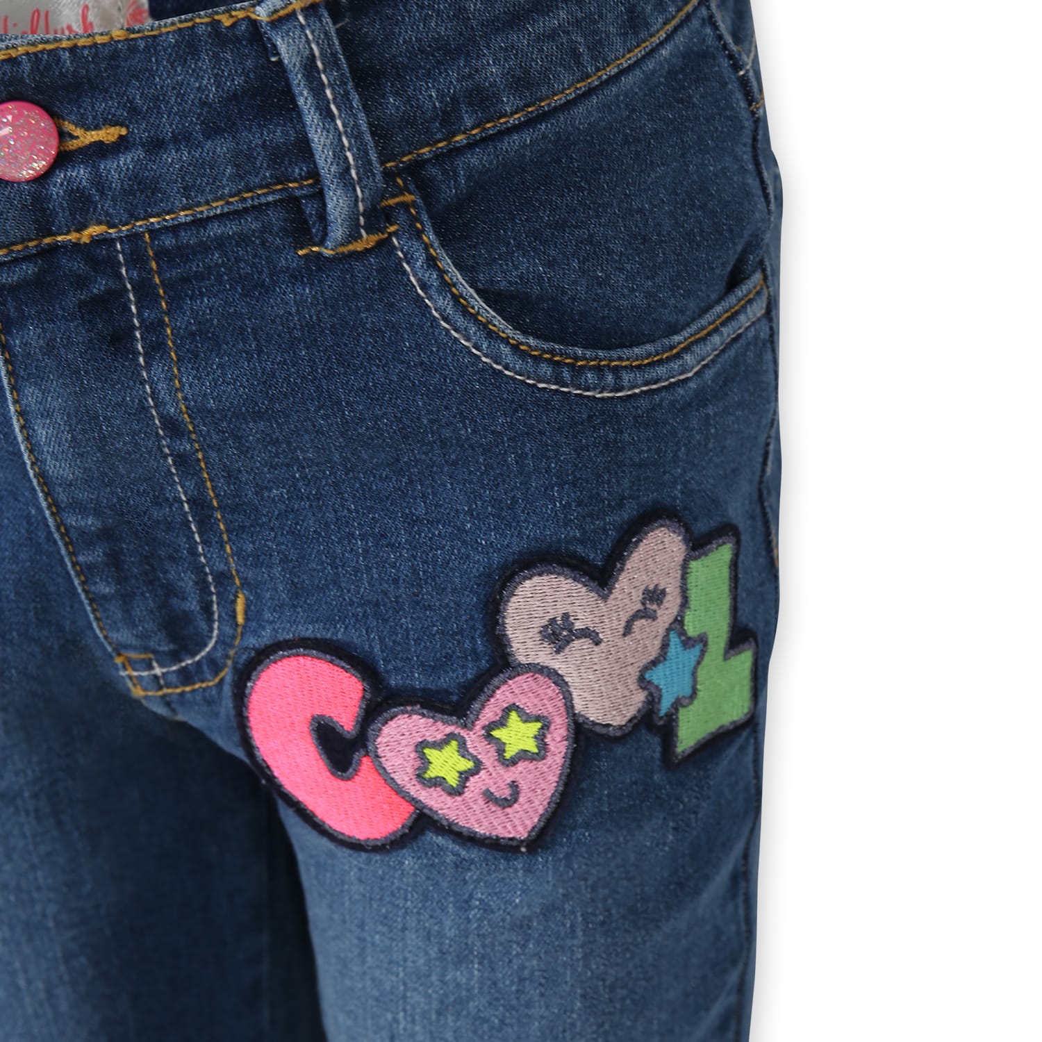 Billieblush Blue Jeans For Girl With Embroidery In Denim
