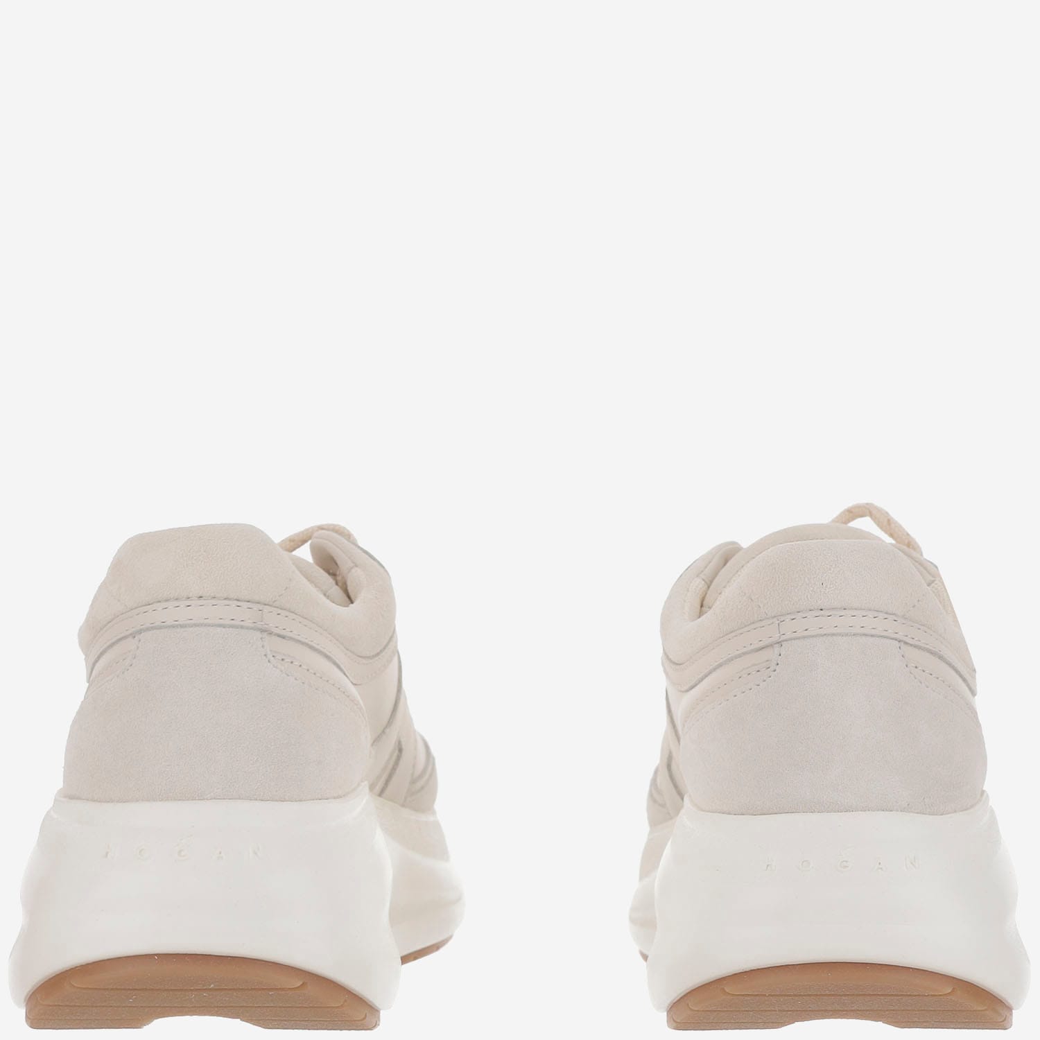 Hogan Leather Sneakers With Contrast Platform Sole In Multi