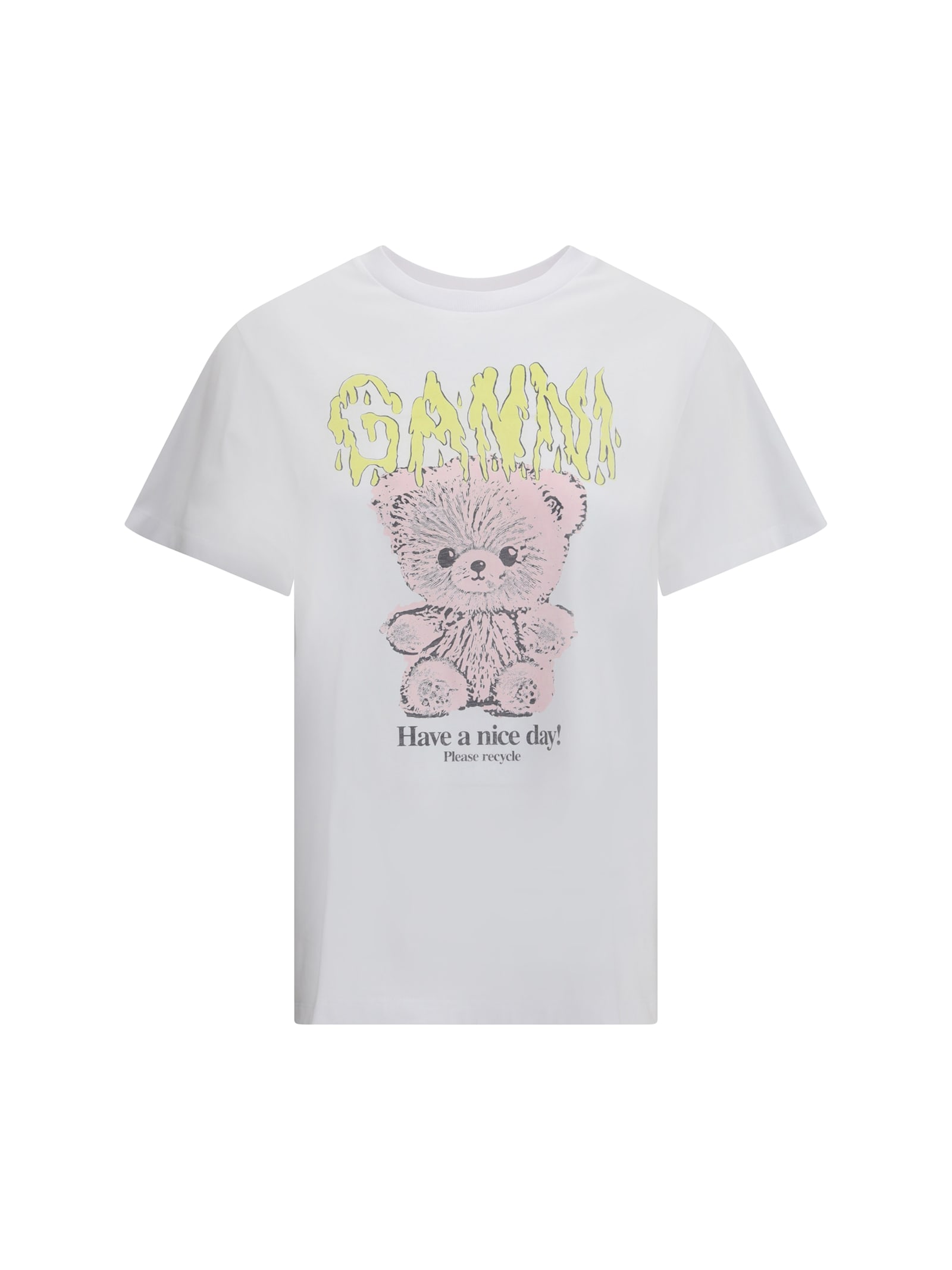 Ganni Have A Nice Day T-shirt In White