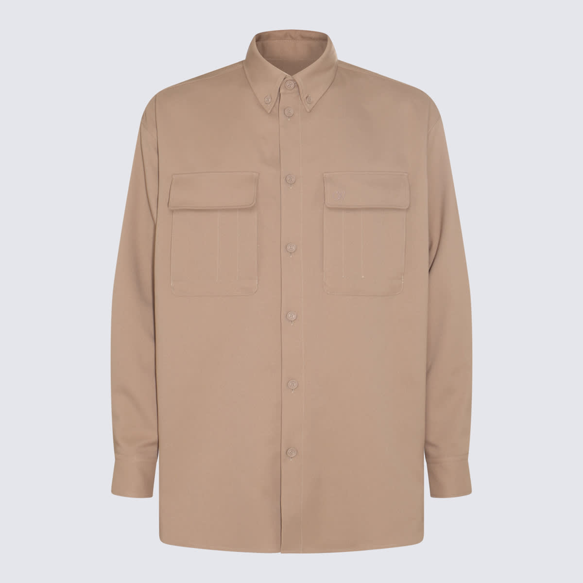 Off-white Men's Embroidered Drill Military Overshirt In Neutral