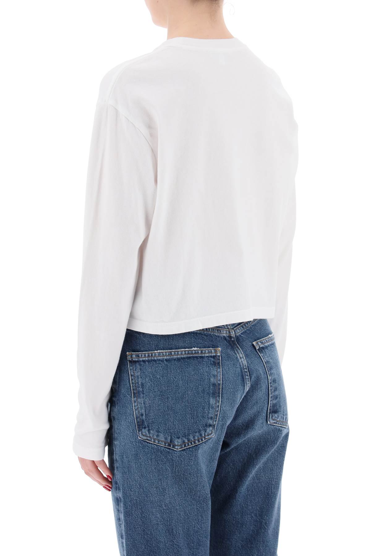 Shop Agolde Cropped Long-sleeved Mason T In White (white)