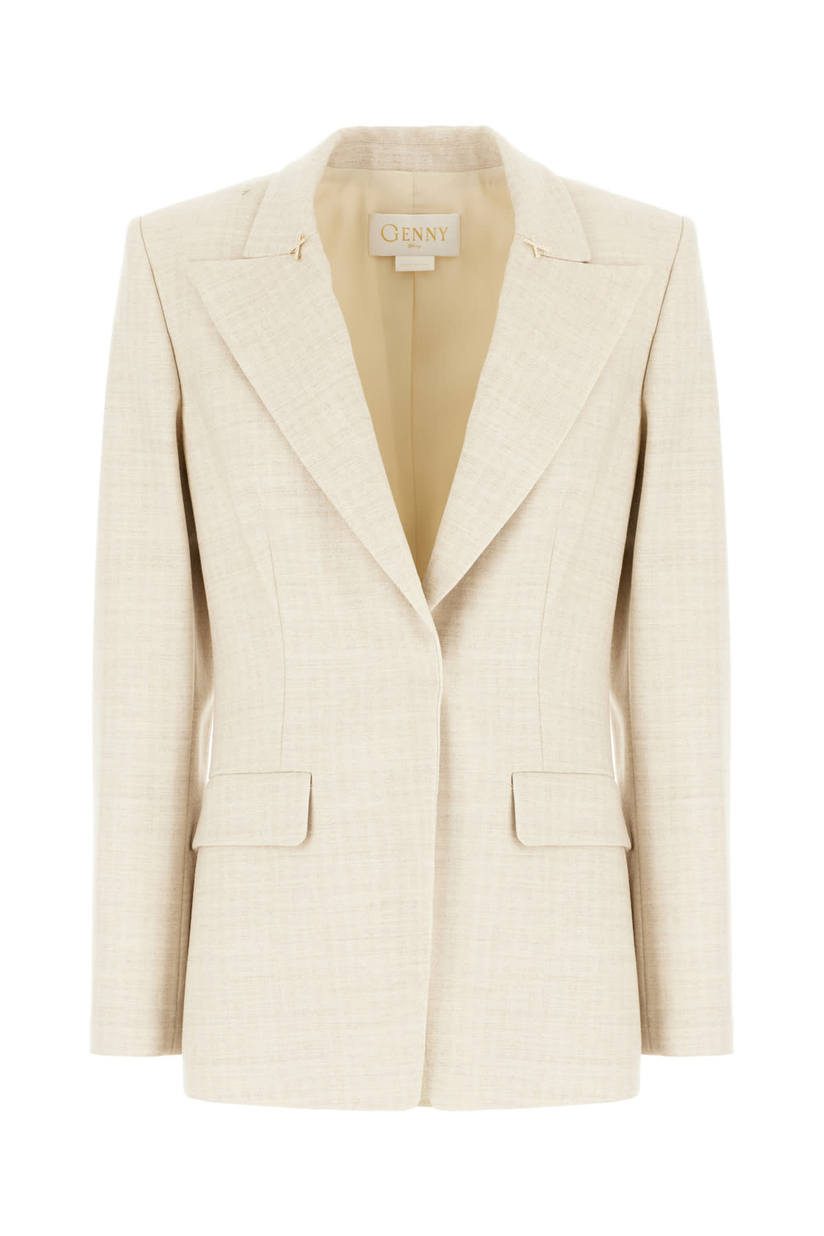 Genny Pastel Yellow Stretch Wool Blend Blazer In Neutral