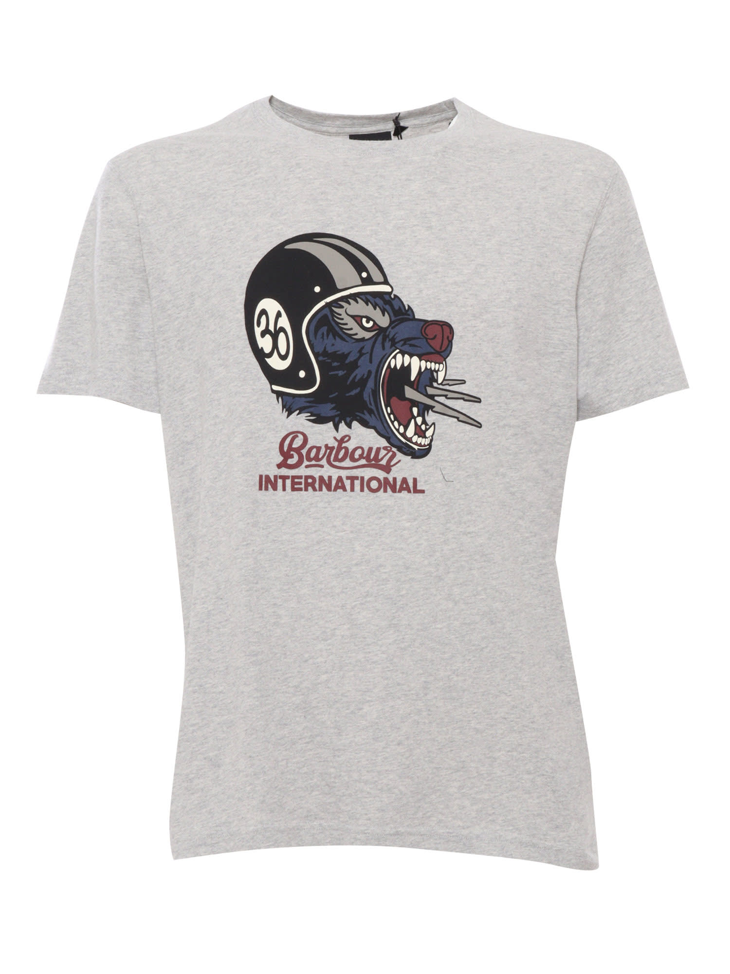 Shop Barbour Grey Patterned T-shirt