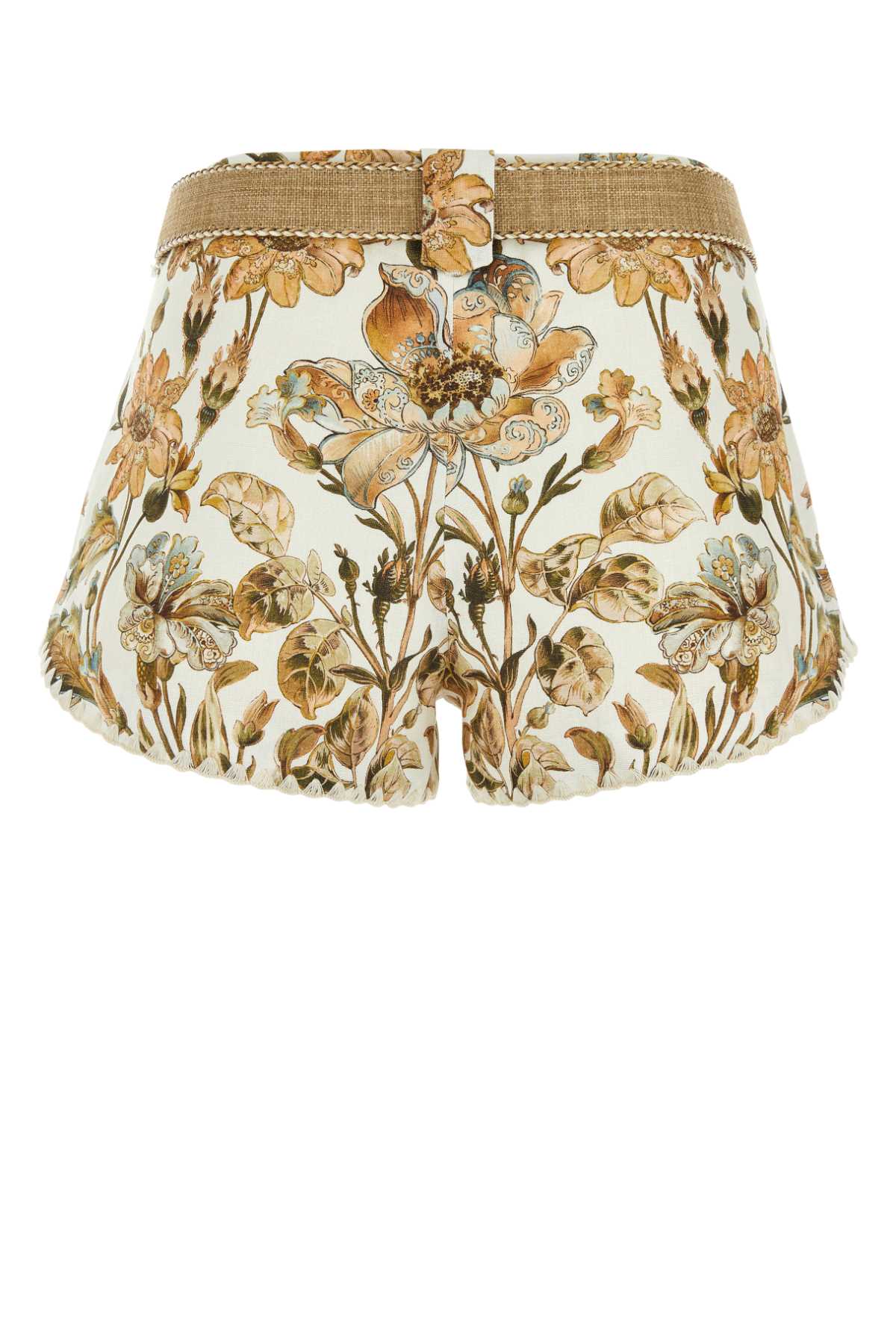 Shop Zimmermann Printed Linen Chintz Shorts In Ivorydaisyfloral