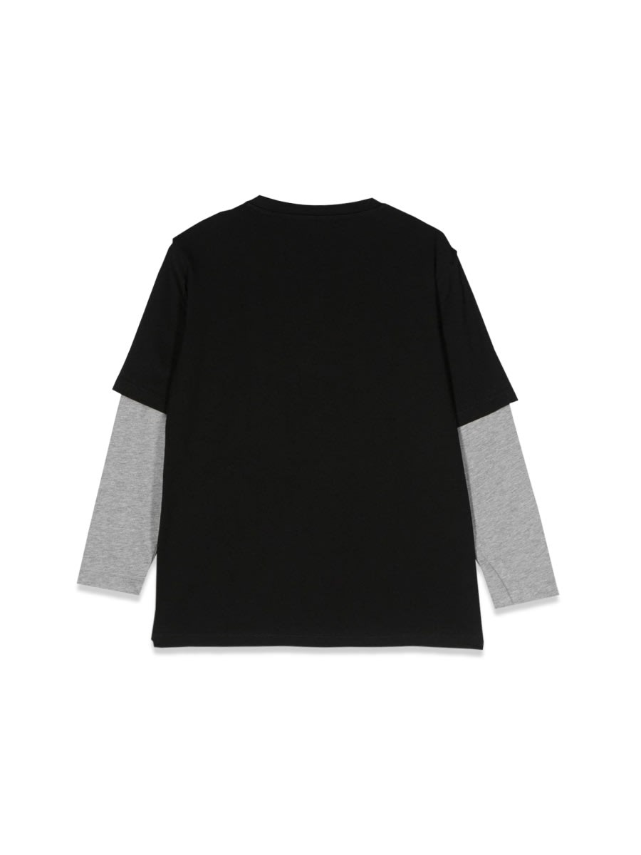 Shop Versace Long Sleeve Insert Logo T-shirt In Black