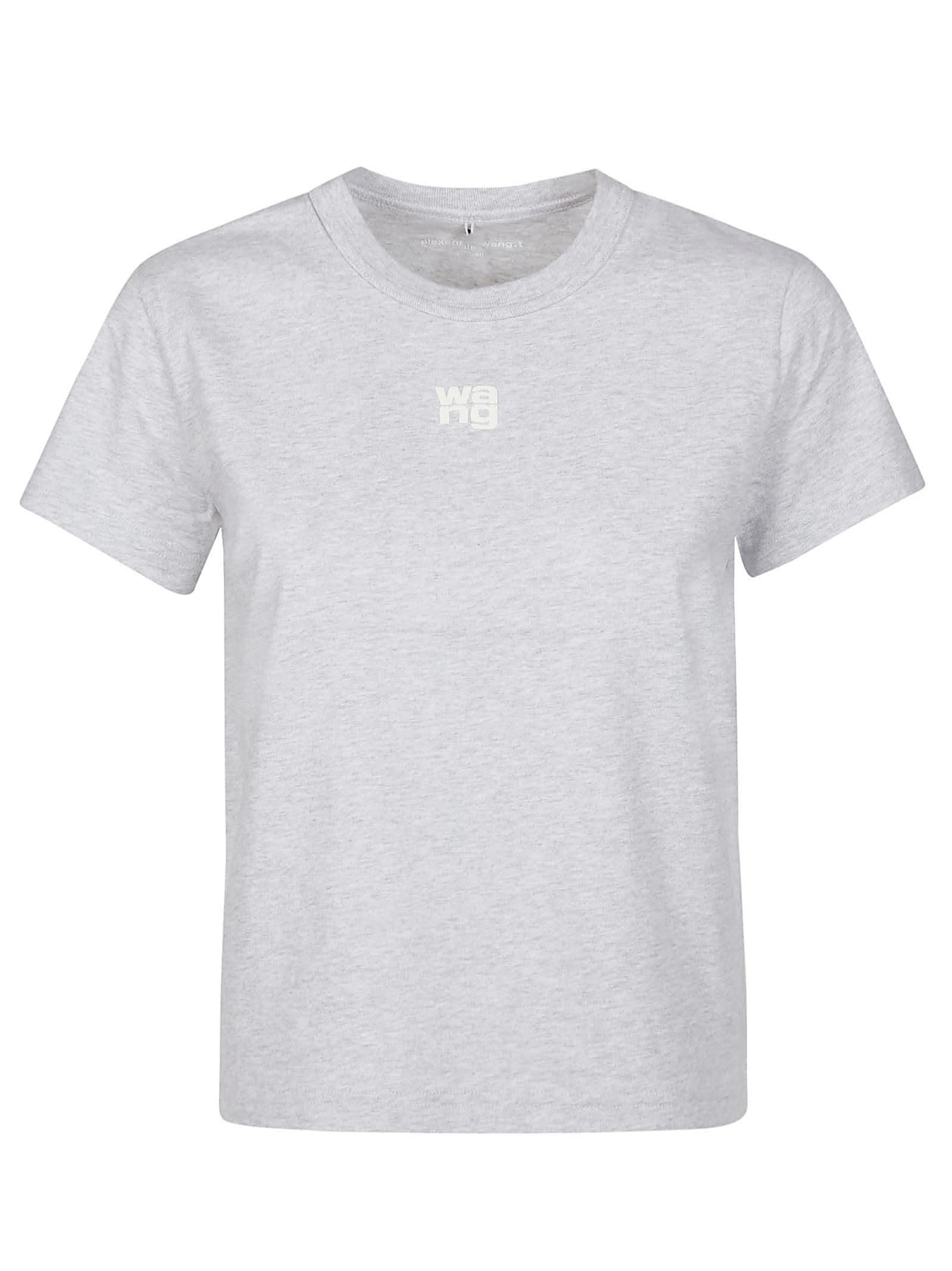Alexander Wang T Puff Logo Bound Neck Essential Shrunk T-shirt In Light Heather Grey