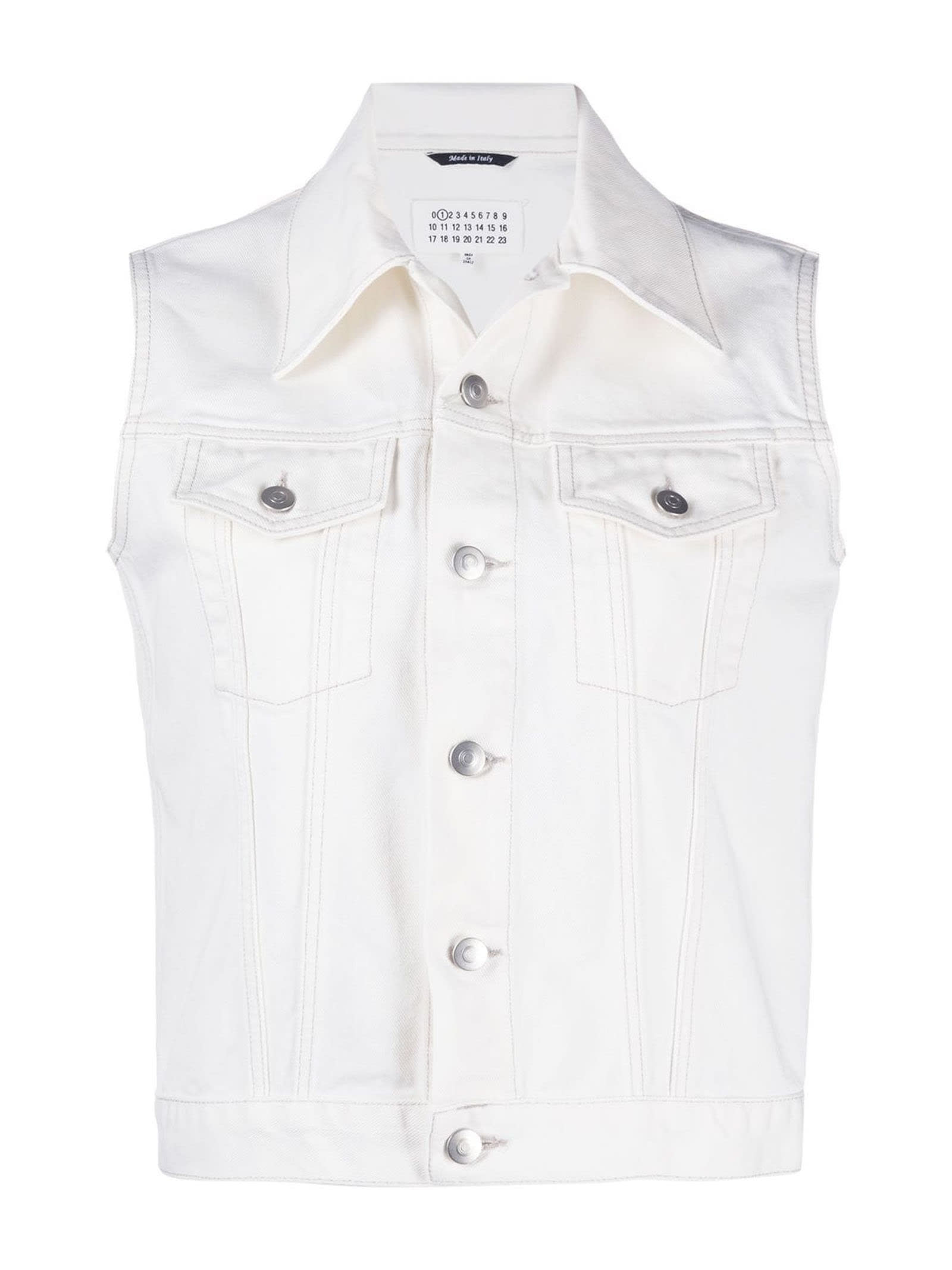 Maison Margiela White Cotton-blend Denim Jacket