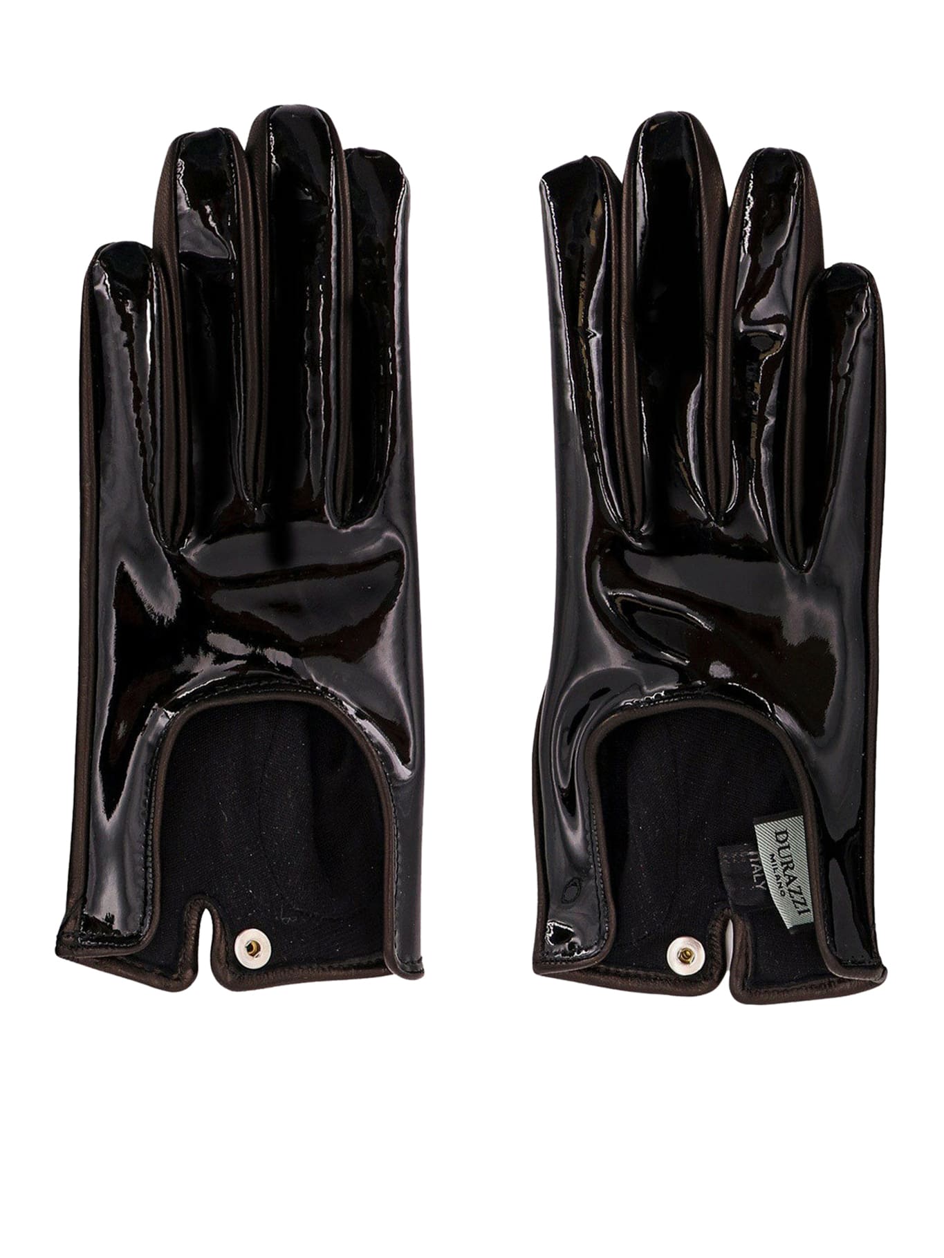 Patent And Calfskin Leather Gloves. Silk Lining